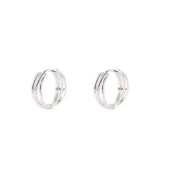925 Sterling Silver Triple Line Huggie Hoop Earrings Small Hoop Earrings 270