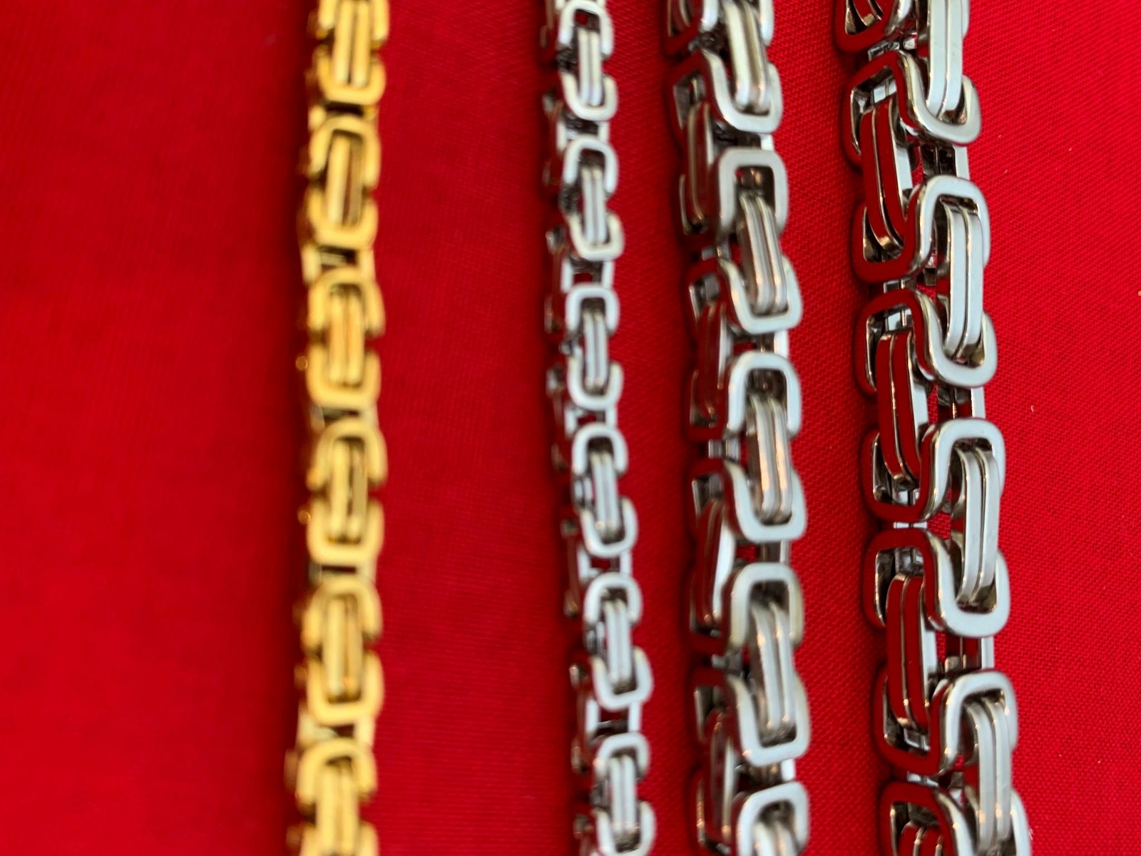 7-50″ STAINLESS STEEL SILVER or GOLD PLATED 4/6/8MM BYZANTINE TURKISH BOX CHAIN