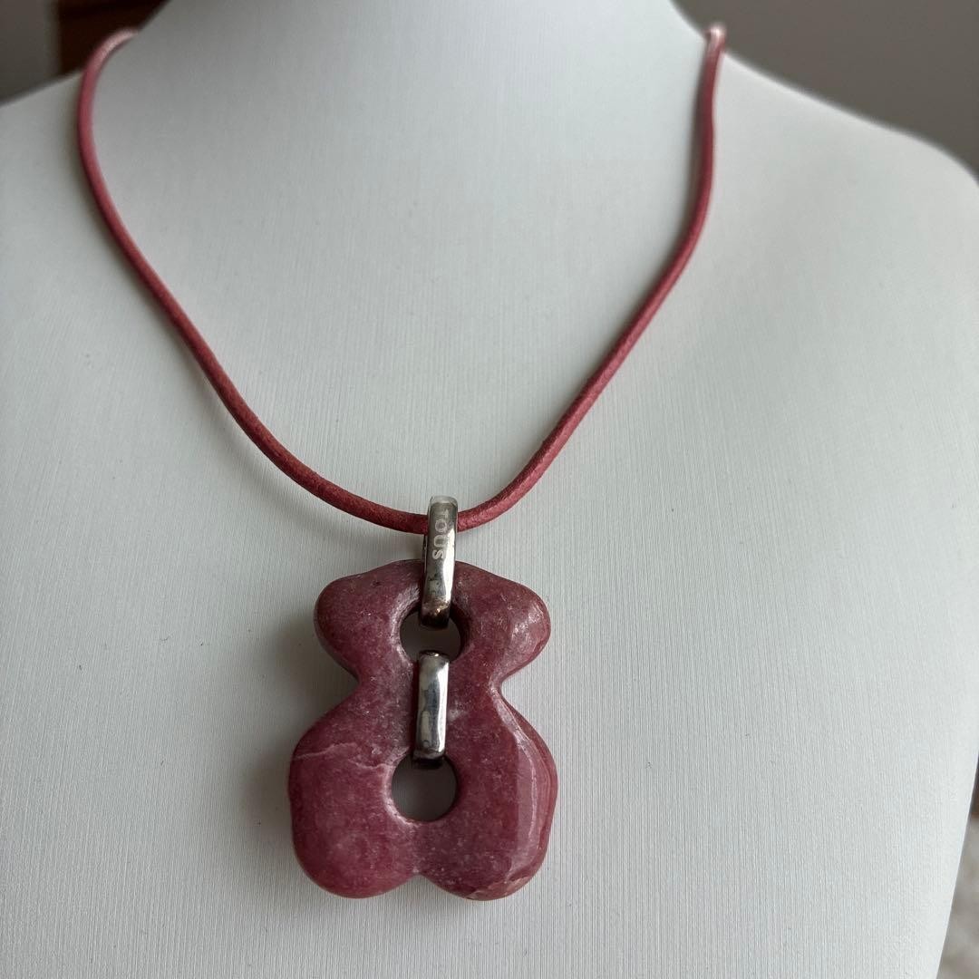 Auth TOUS Natural Silver Necklace 925 Silver Pink Women’s Pendant Accessory