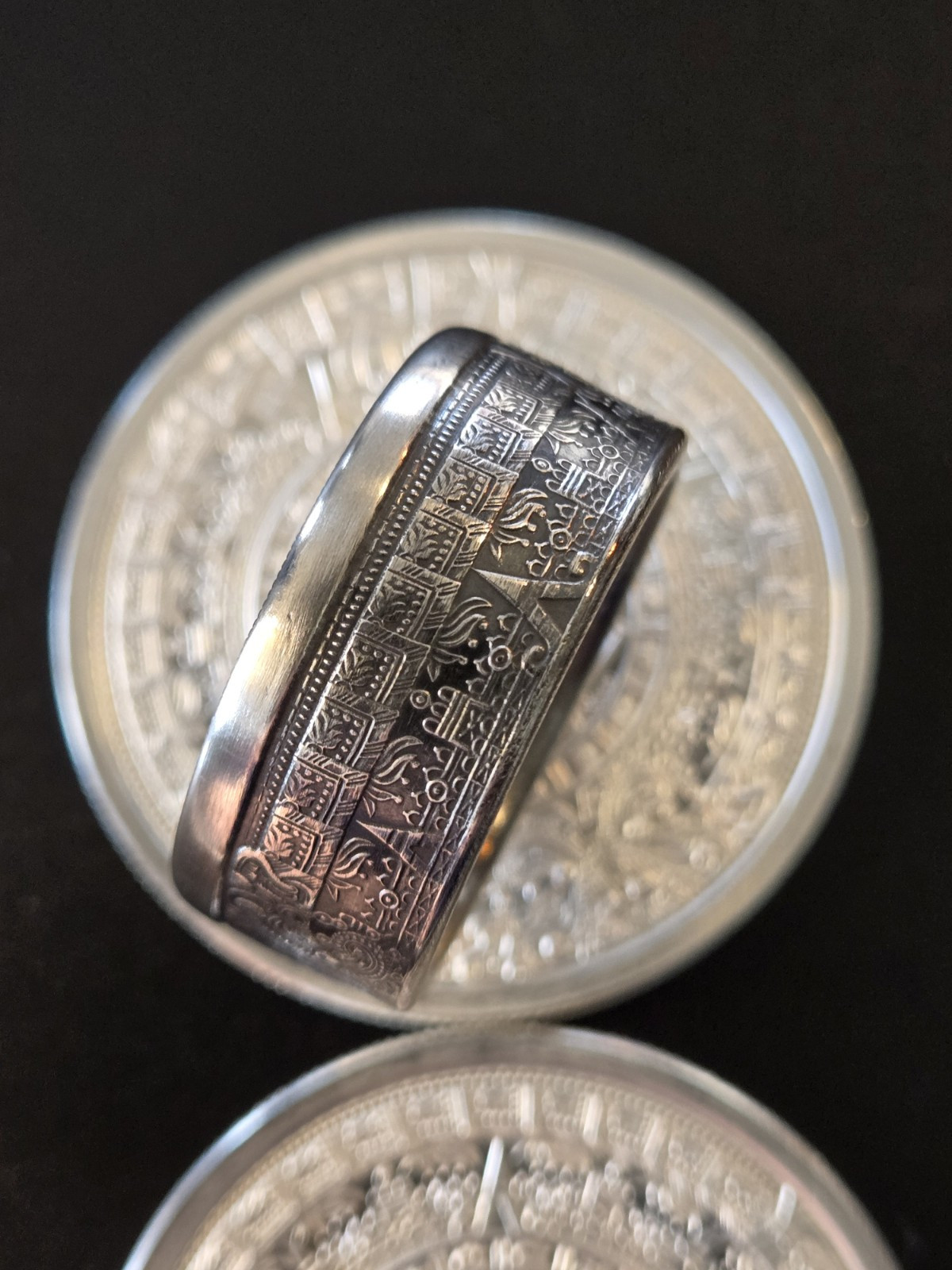 Aztec Calender .999 Pure Silver COIN RING Sz 9-14 Azteca Mayan 1 Troy Oz Coin