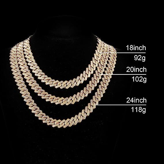 Men’s Gold Plated Iced CZ Out Solid Miami Cuban Link Bracelet Or Chain 12MM