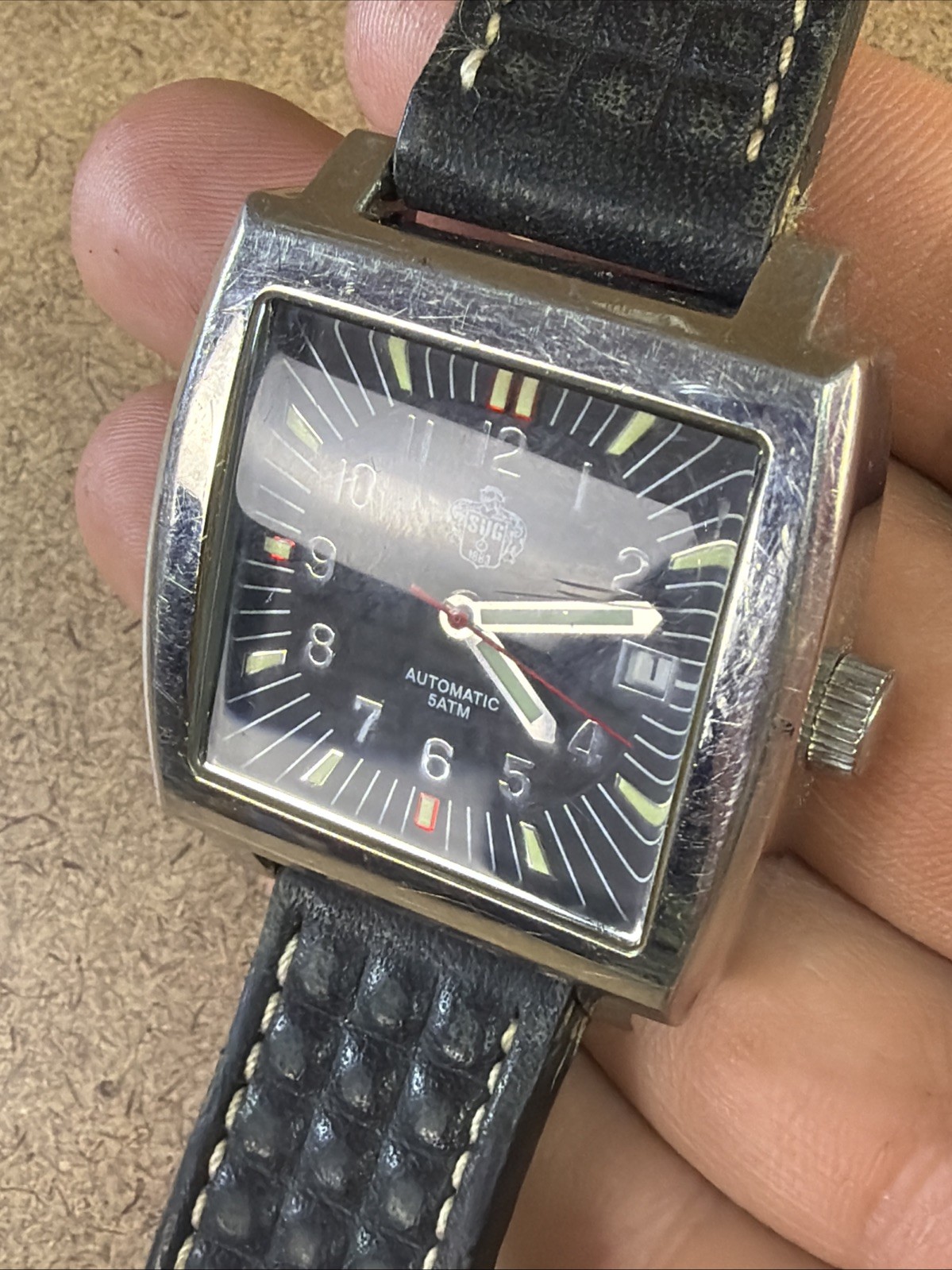 SUG Automatic Watch Reference No. 60362-364 Used Works 5 ATM Black/Silver