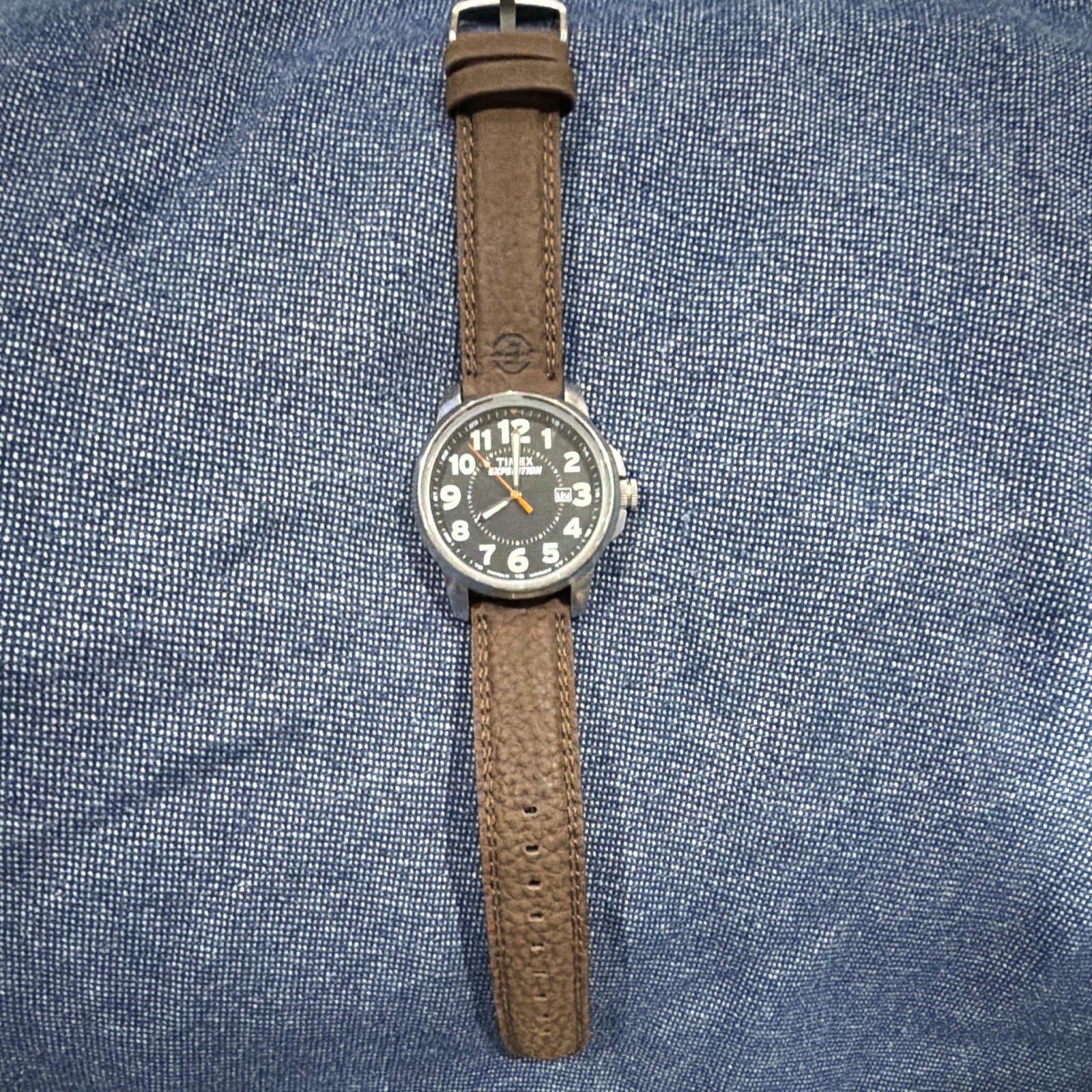 Timex Expedition Quartz 42mm Black Dial Brown Leather Strap Date 50m WR