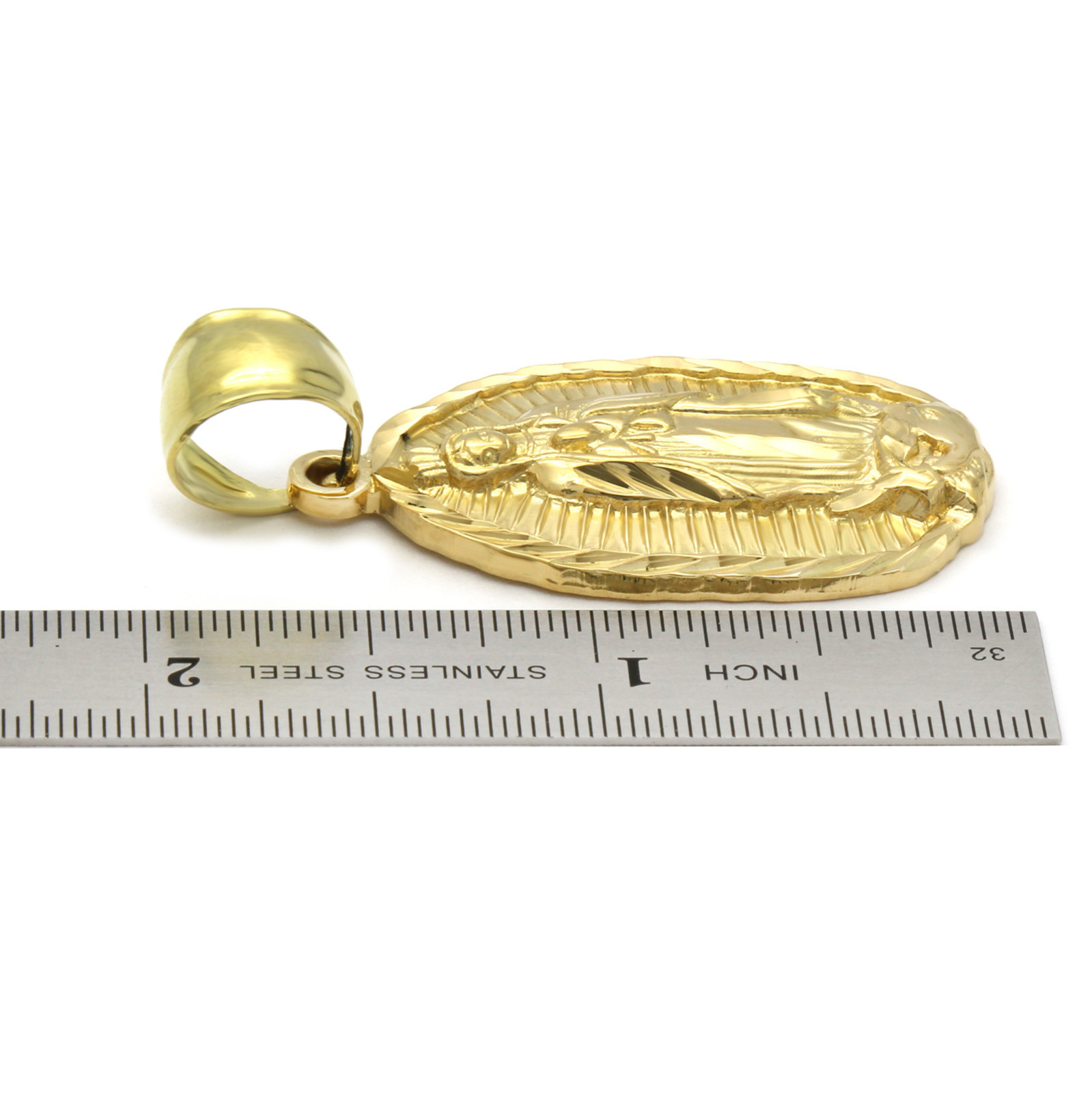 Mens 18k Gold Plated Guadalupe Hip-Hop Pendant 6mm Cuban Chain Necklace