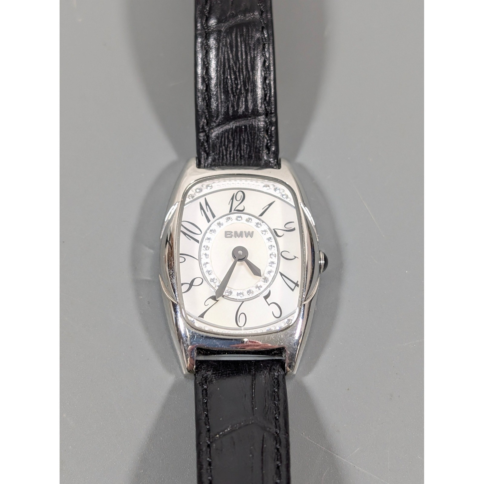 BMW Ladies Swiss Made Watch Mother of Pearl MOP Crystal Bezel Stainless Steel