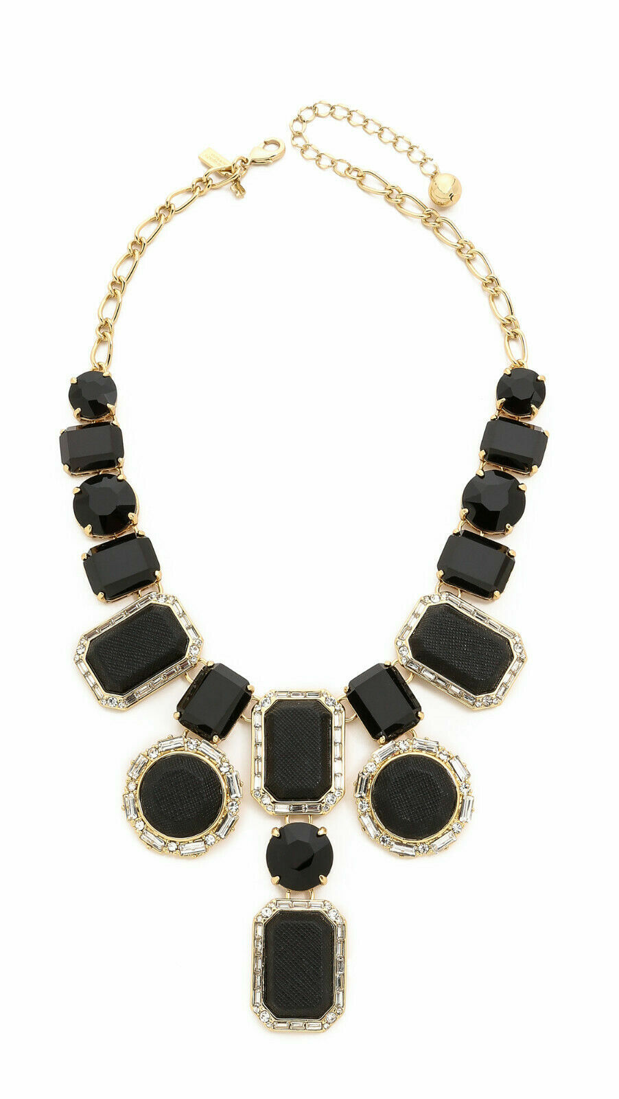 Kate Spade NYC Jackpot Jewels Black Stone Bold Statement Necklace BIB halo pave