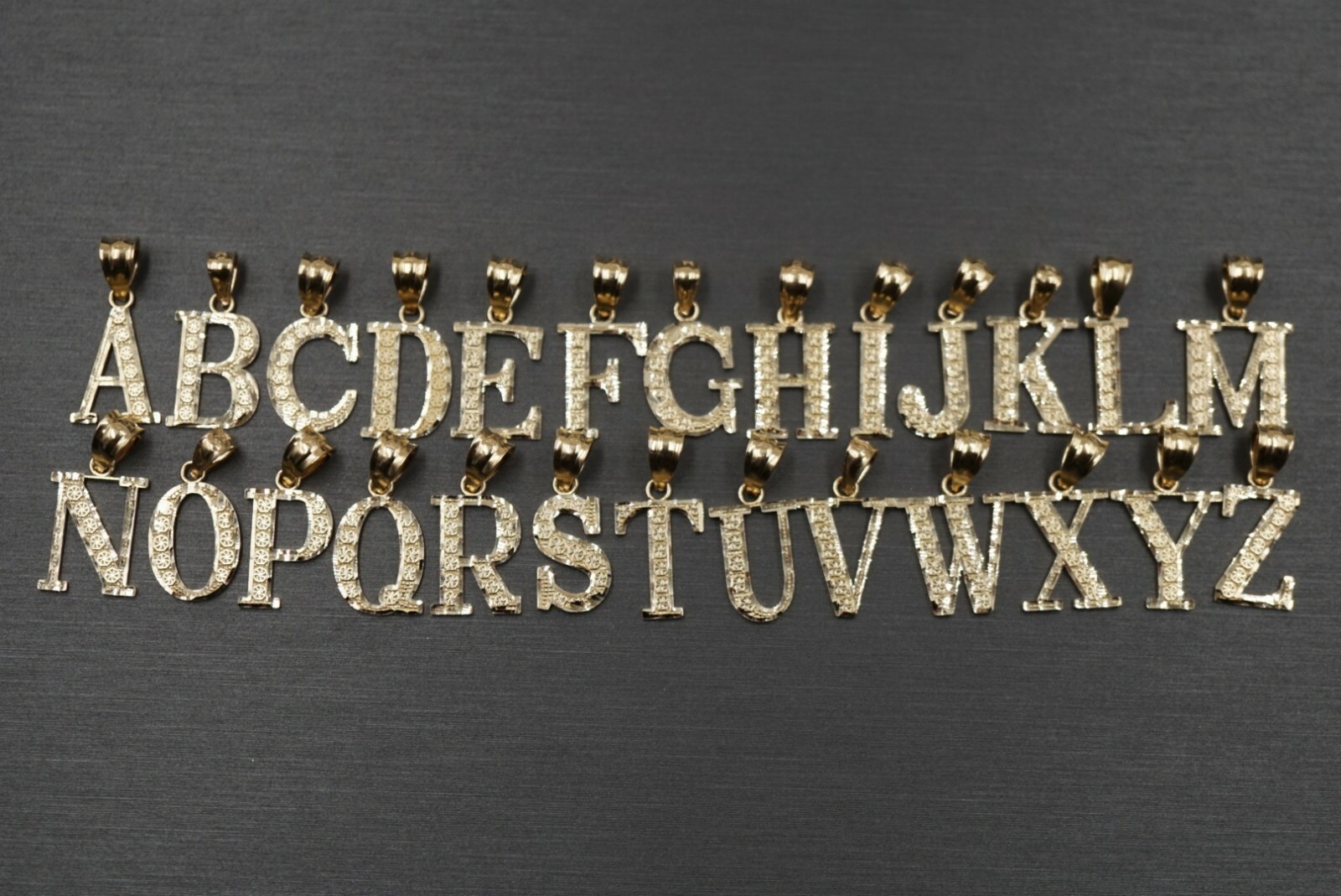 10K Solid Yellow Gold 0.75″ Diamond Cut Initial Alphabet Letter Charm Pendant.