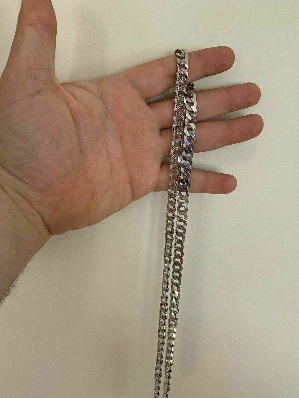 Men’s Diamond Cut Miami Cuban Link Chain Solid 925 Sterling Silver 8mm Italy