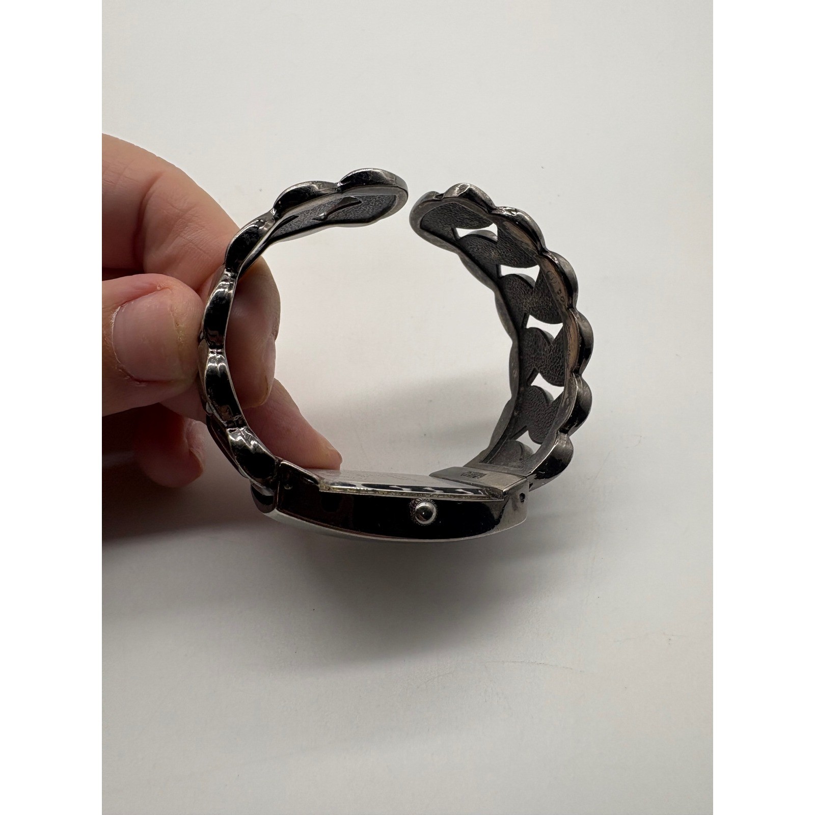 Studio Time Gunmetal Cuff Watch Chunky Curb Link Bangle Singapore Movt Need Batt