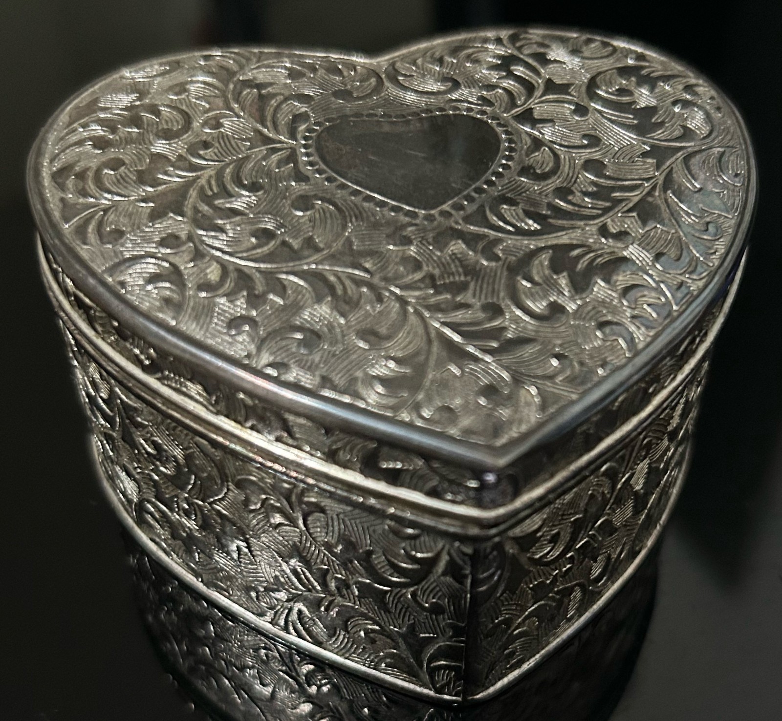 Vintage Small Heart Shaped Jewlery box lined with Red Velvet Material