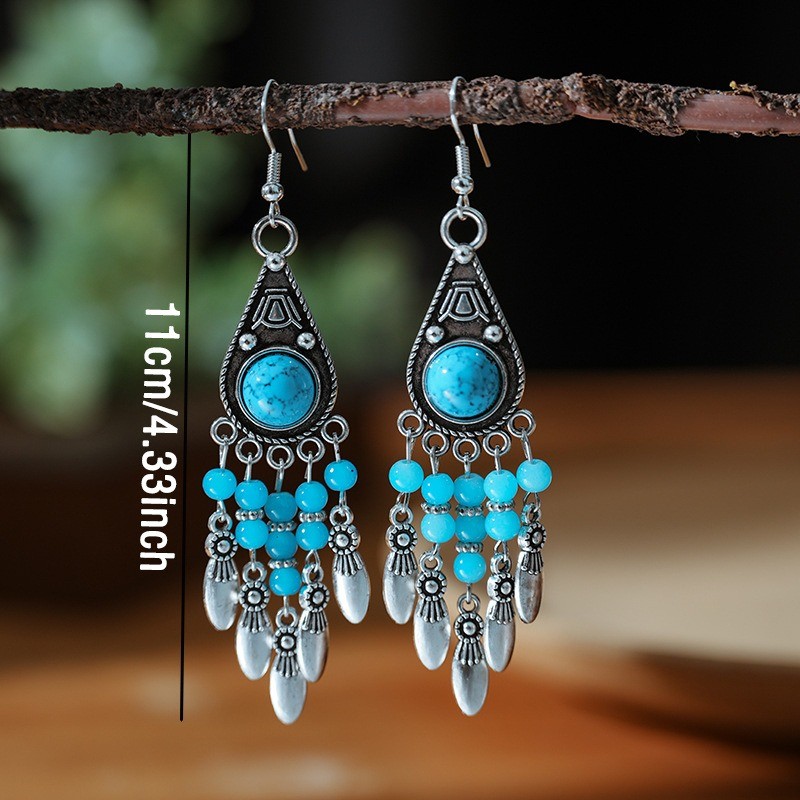 Random 6Pairs Boho Vintage Teardrop Dangle Beaded Tassel Earrings Handmade Women