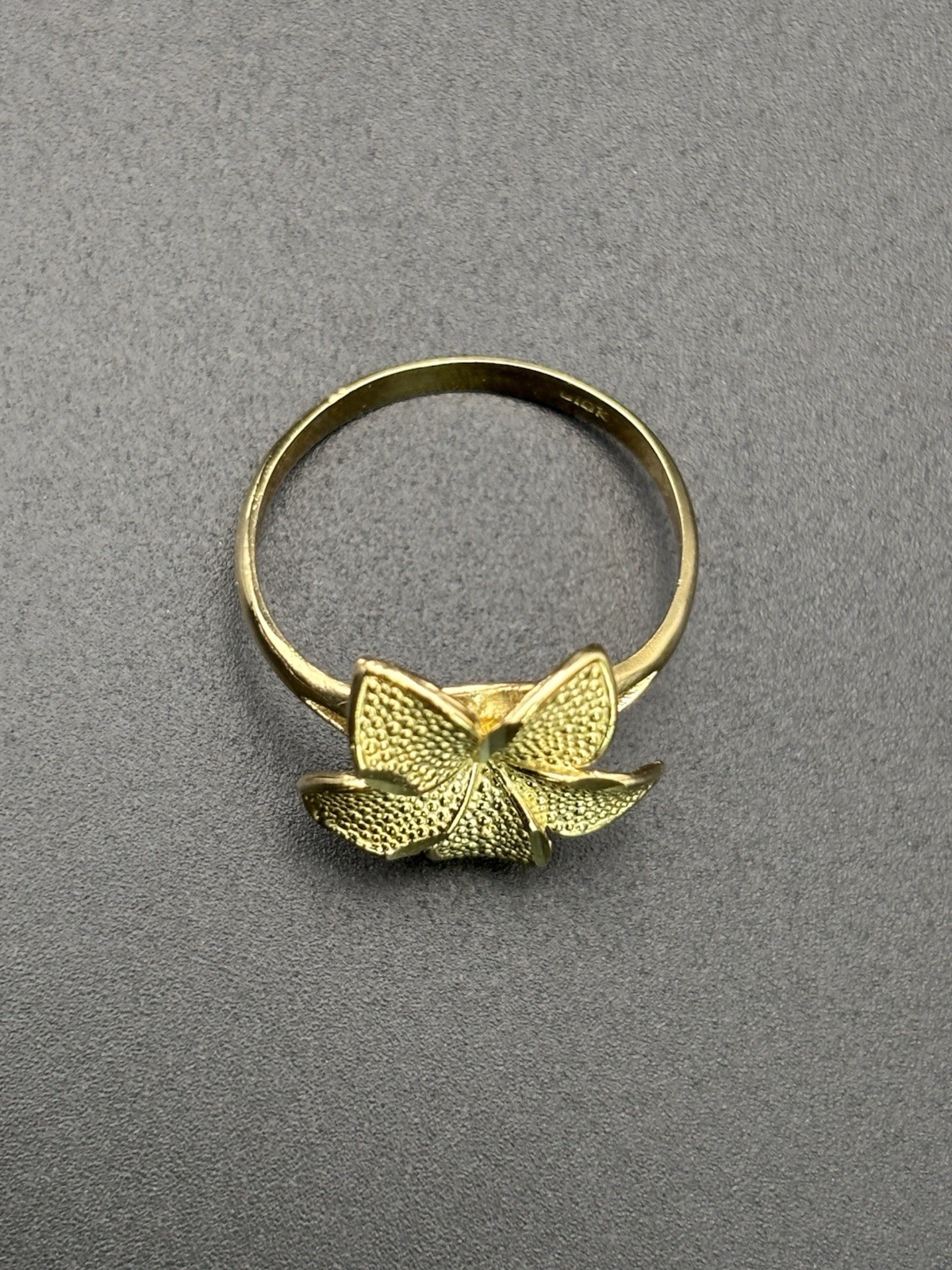 10k Solid Gold Ring Hibiscus Flower