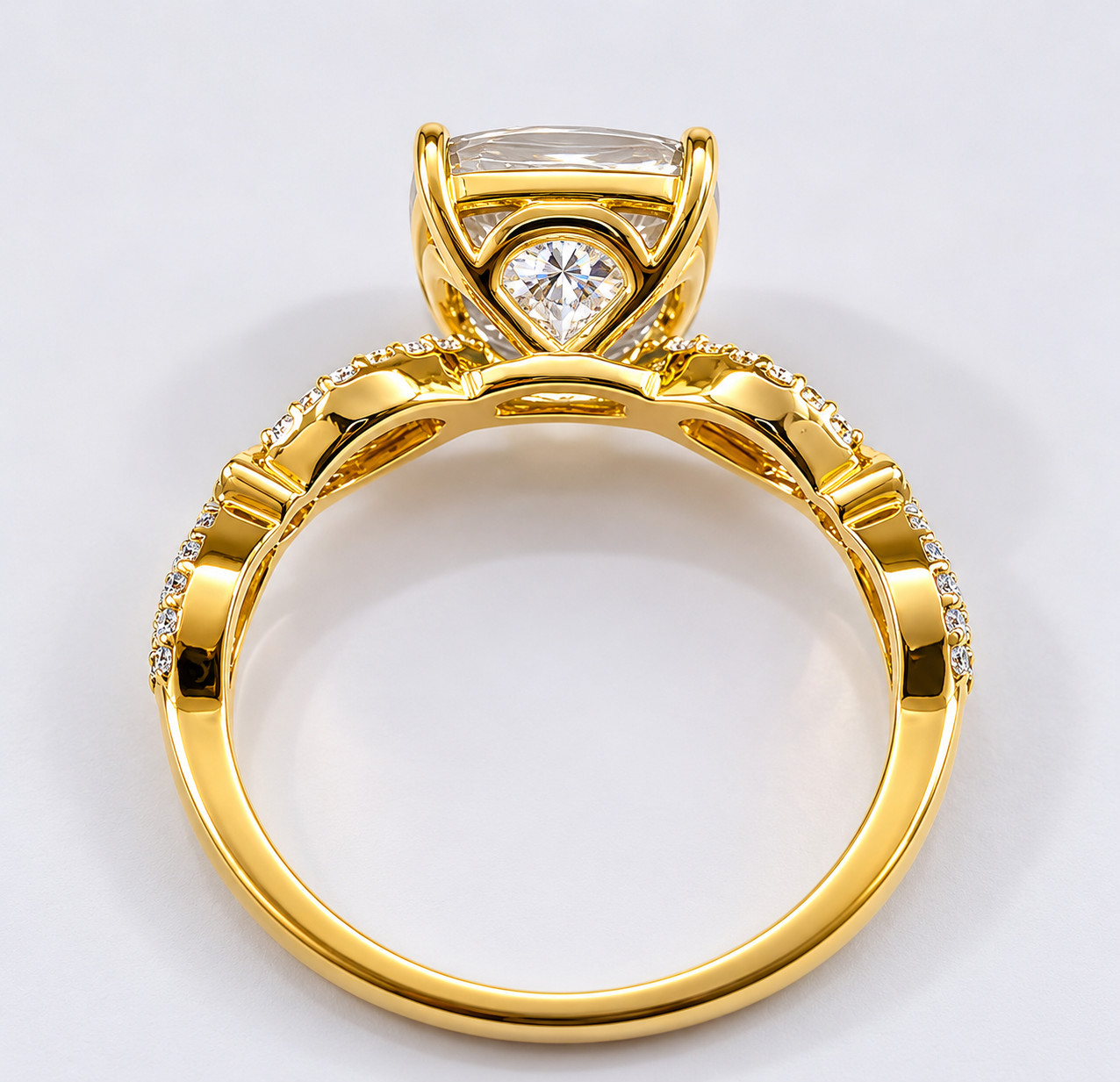 2Ct Lab Created Diamond Solitaire Engagement Ring 14K Yellow Gold Plated Silver