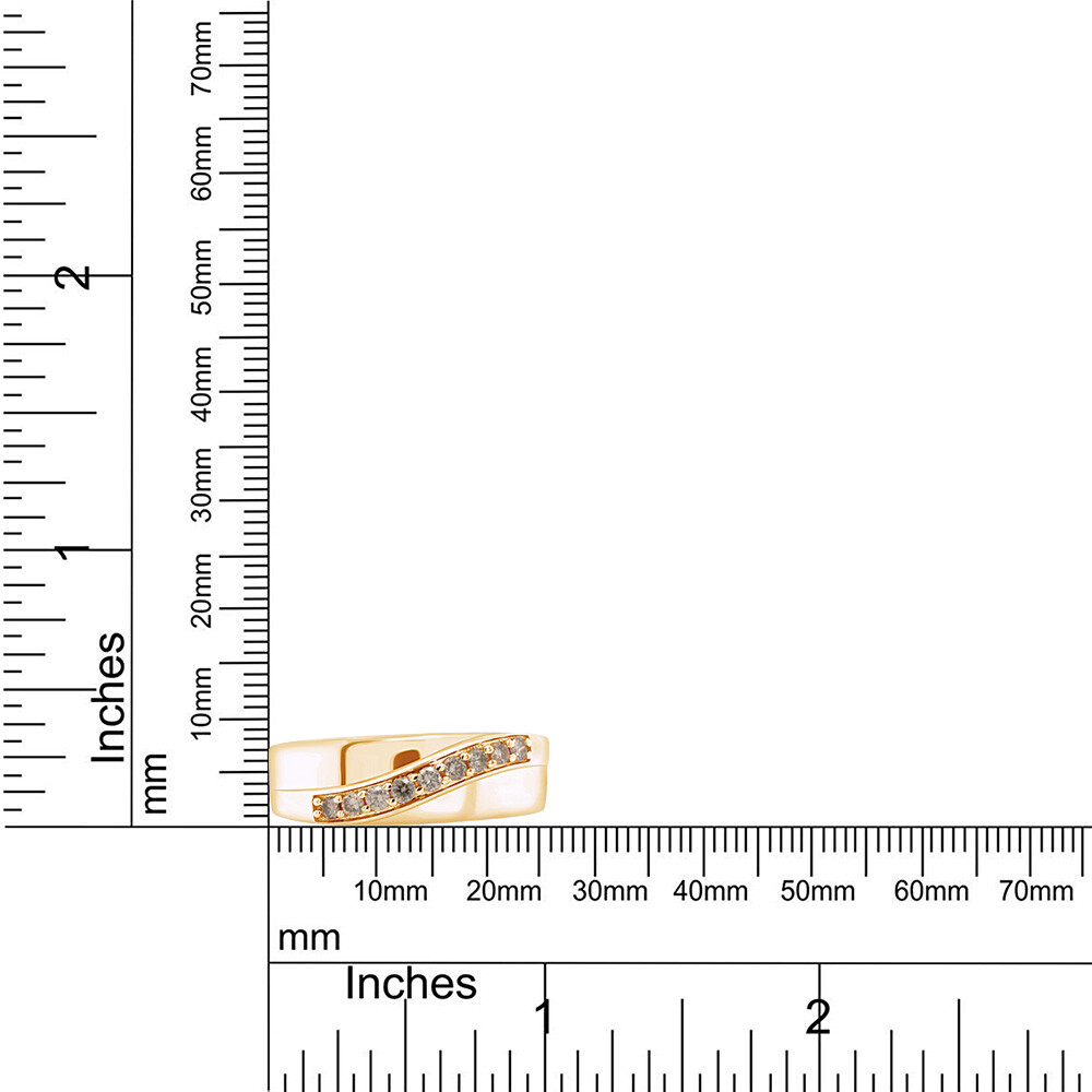 0.25 Carat Round Brown Natural Diamond Men’s Band Ring 14K Yellow Gold Plated