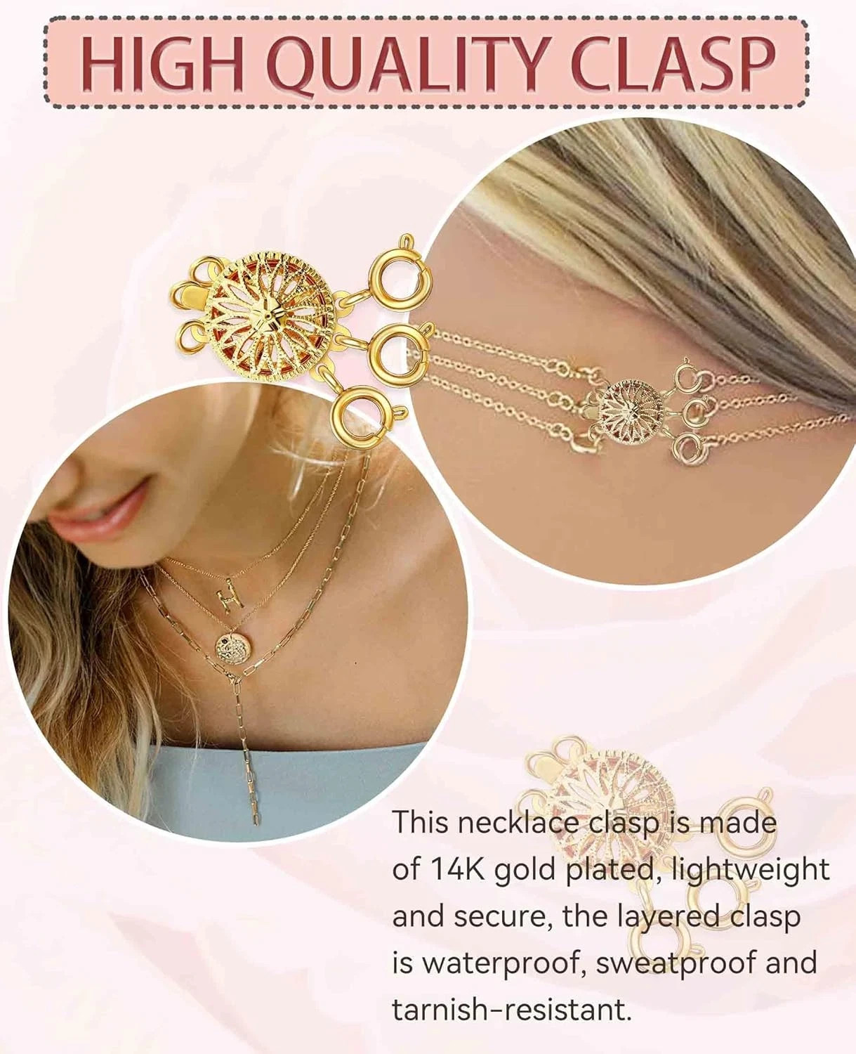 Necklace Layering Clasps Separator for Women 14k Gold & Silver Tangle Free Safet