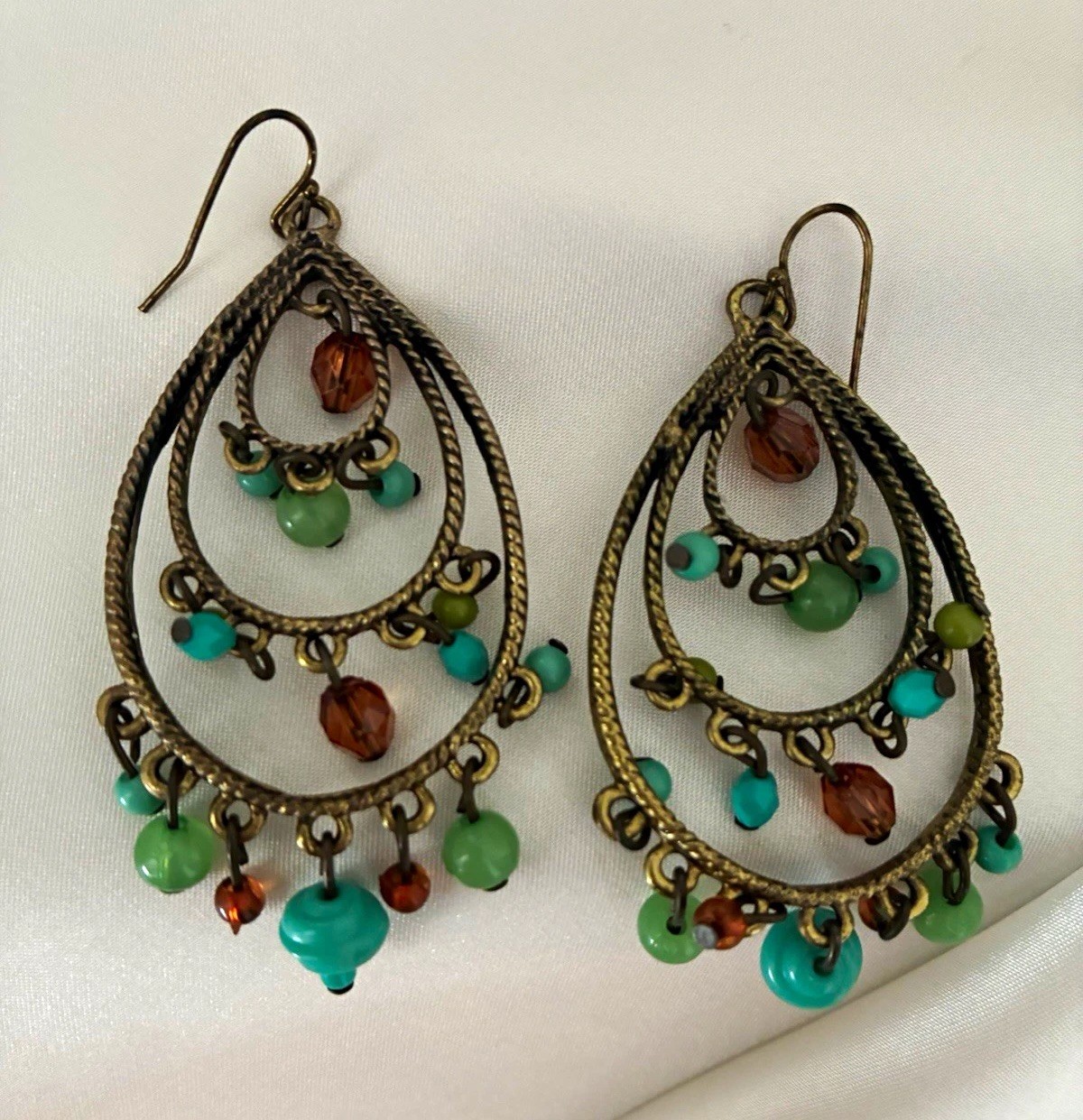 Multicolor Teardrop Chandelier Dangle Earrings Hook Closure