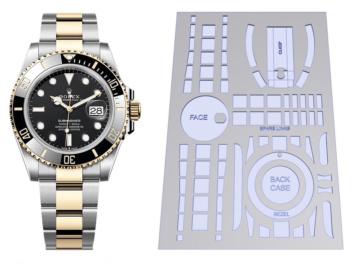 Watch Film Protection Kit for Rolex Submariner Steel/Gold 41 Nov2020-now