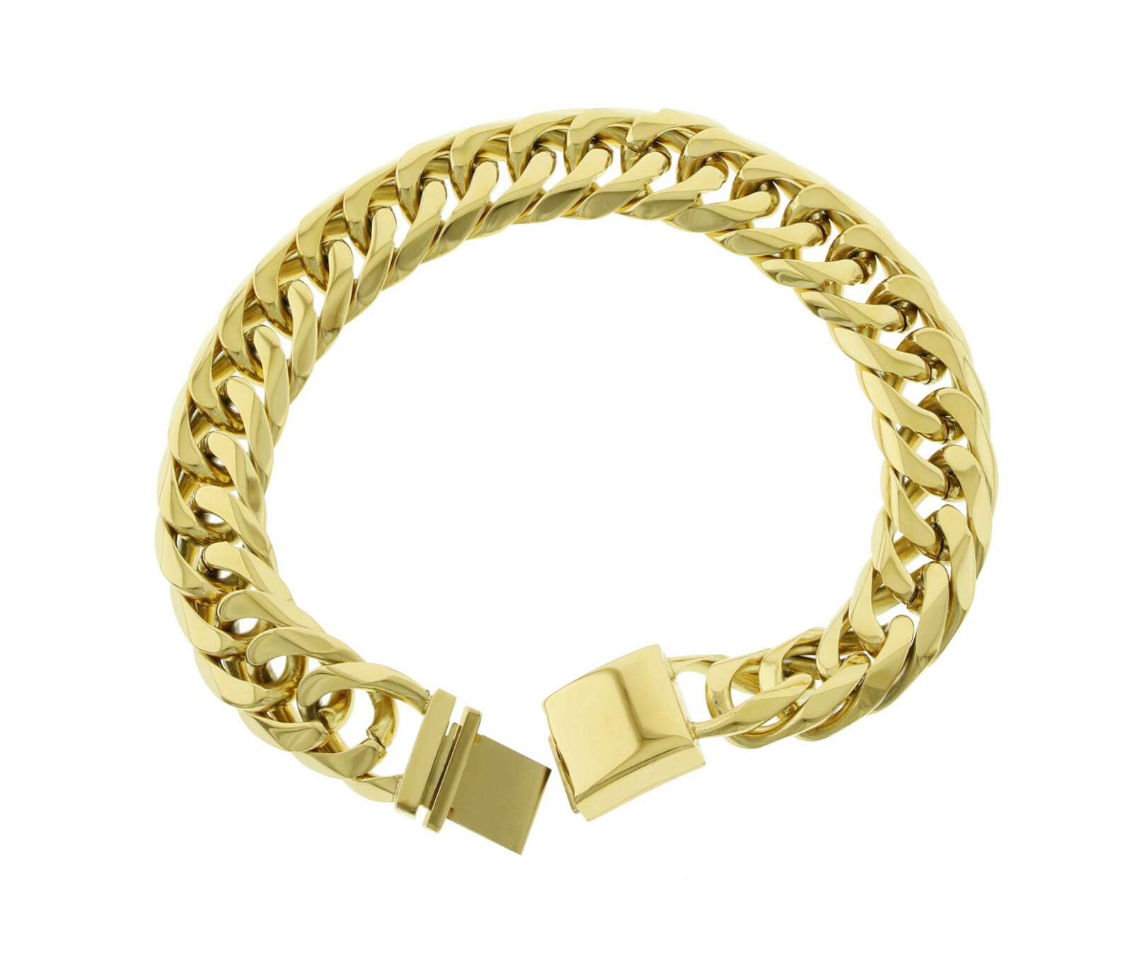 8-10” Long Solid 18K Gold Plated 9mm-21mm Miami Cuban Curb Link Chain Bracelet