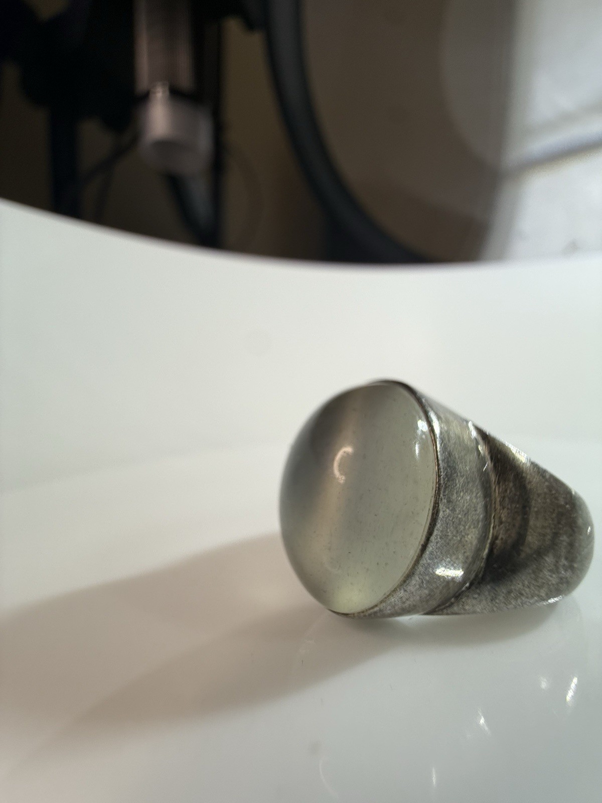 Vintage Nepal Moonstone Ring 925 Sterling Silver Cabochon Statement Band Sz 6