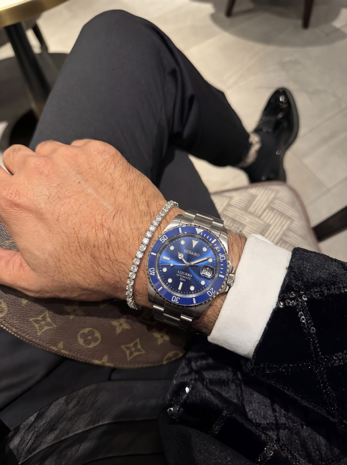 SEDARO Diver Watch NH35 Automatic Blue Dial Sapphire Crystal Steel 41mm