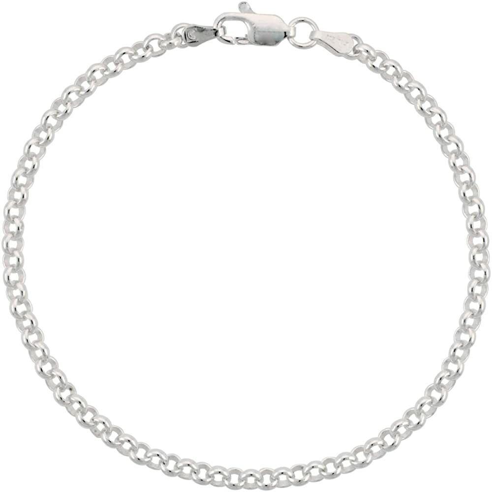 925 Sterling Silver Italian Rolo Chain Necklace Bracelet 3.5mm Sizes 7~30 inch