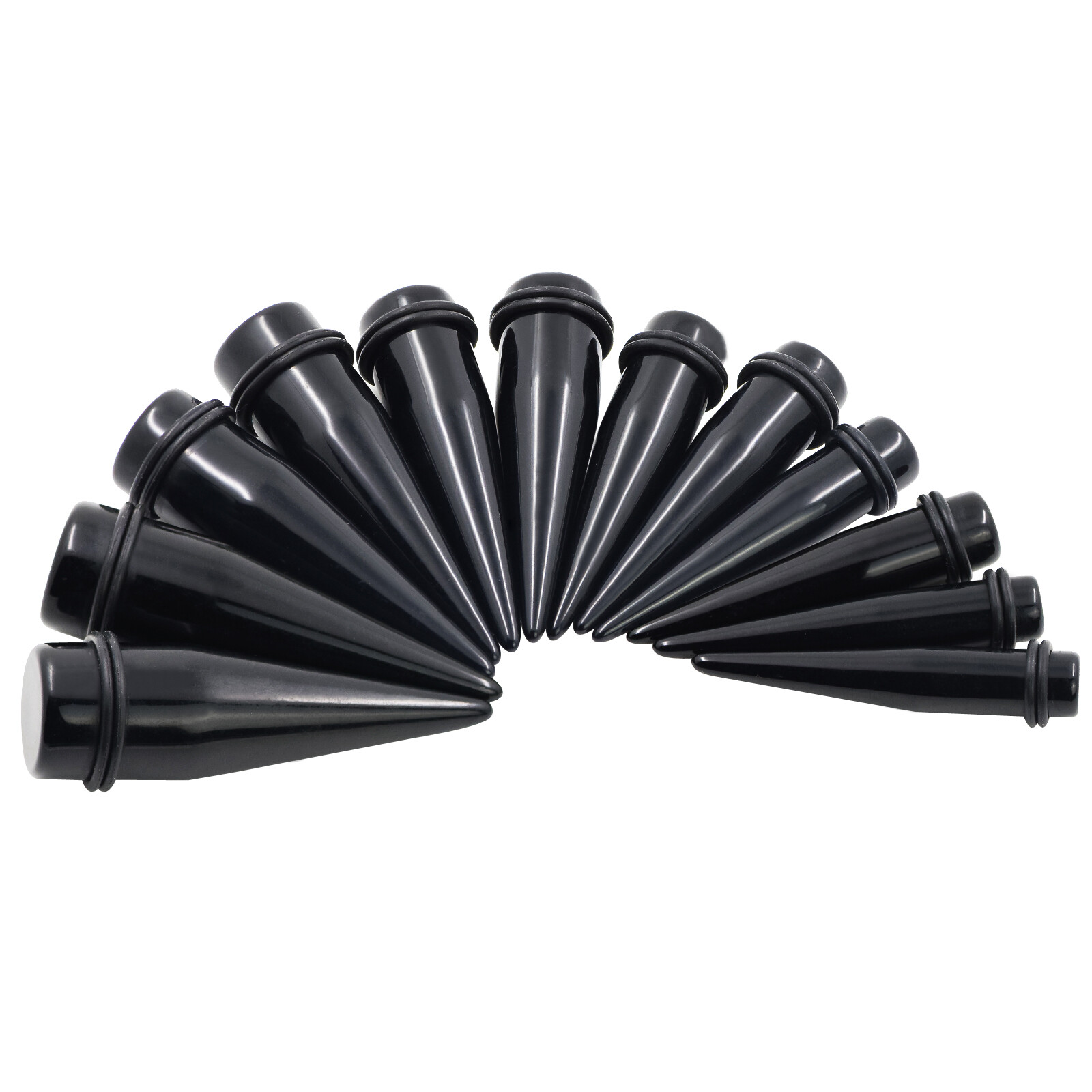 24PCS LARGE SIZE Ear Stretching Kit Acrylic Taper Plugs & Thin Silicone Tunnels