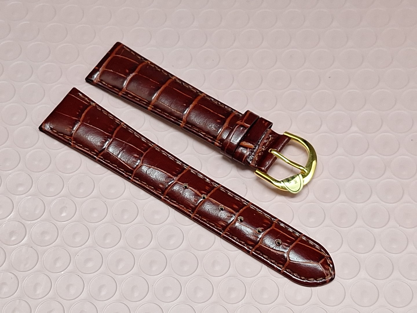 IW Reddish Brown Marron Genuine Leather Padded Watch Band Strap 20 mm Vintage