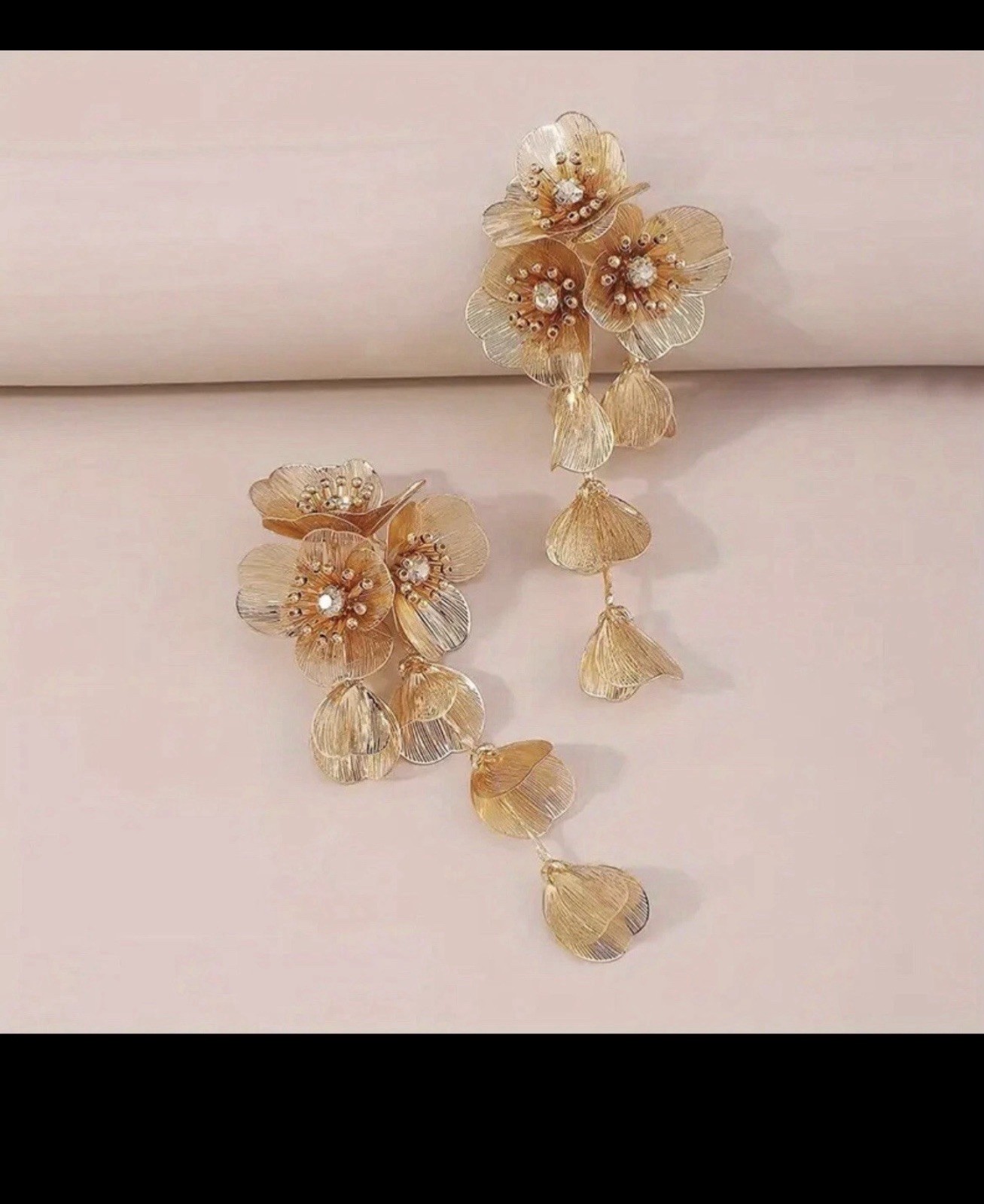 Zara Gold Floral Statement Earrings Long Kate Middleton Luxury Runway Elegant