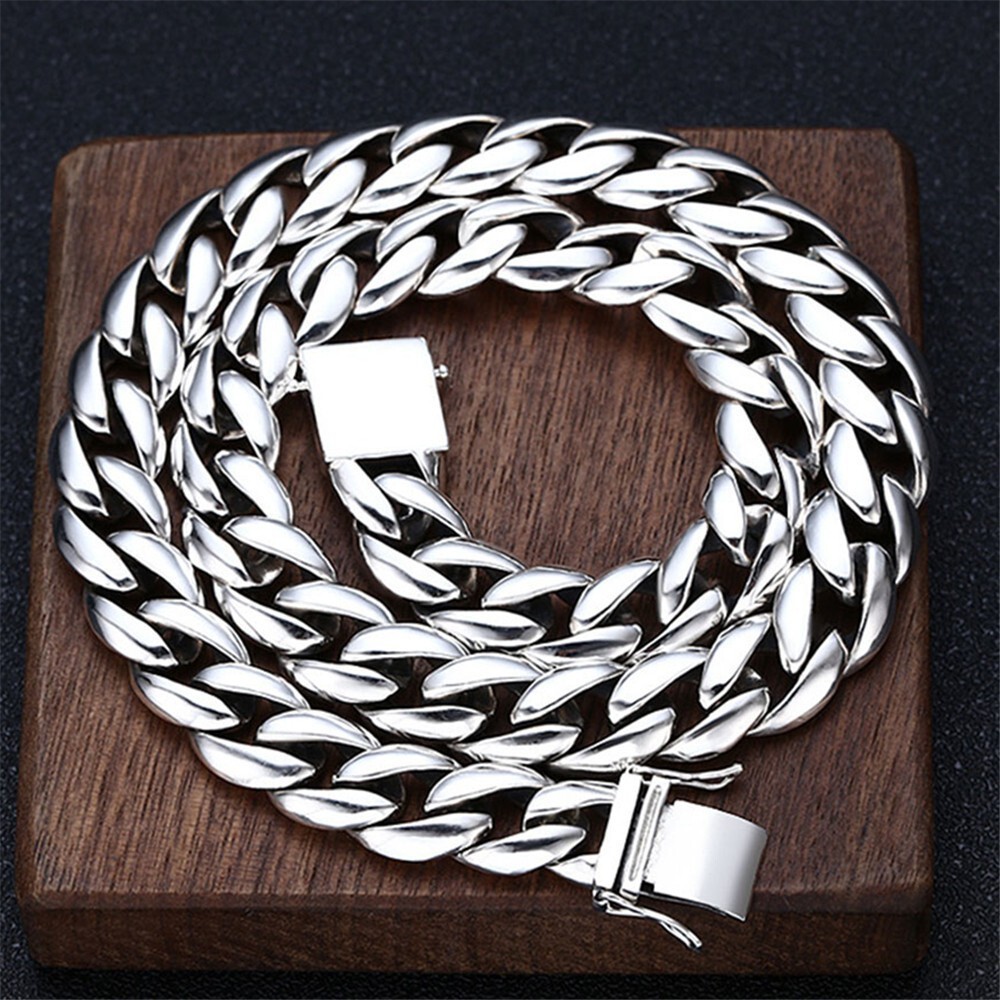 12mm HEAVY Solid 925 Sterling Silver Necklace Mens Miami Cuban Curb Link Chain