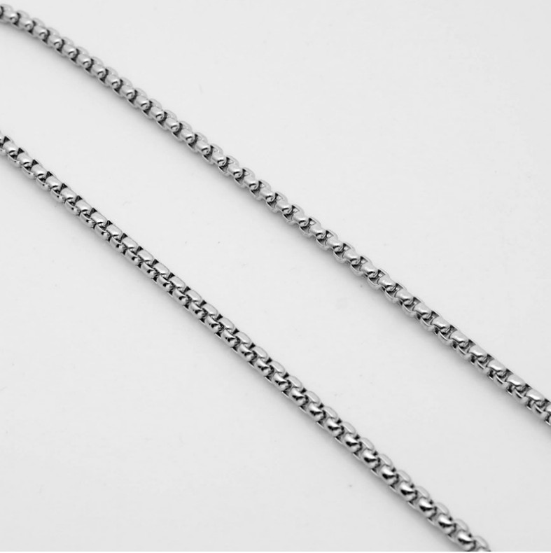 16-36″MEN Stainless Steel 2.5mm Silver Box Link Chain Necklace