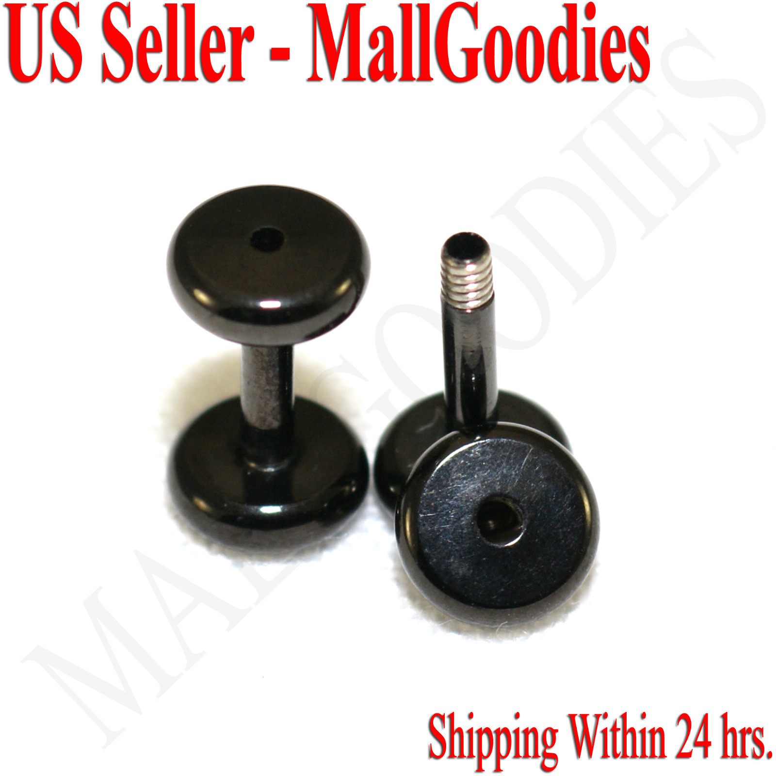 V007 Screw-on / fit Black Flesh Tunnels Earlets 14G ~ 2″ Ear Plugs 2.5mm ~ 50mm