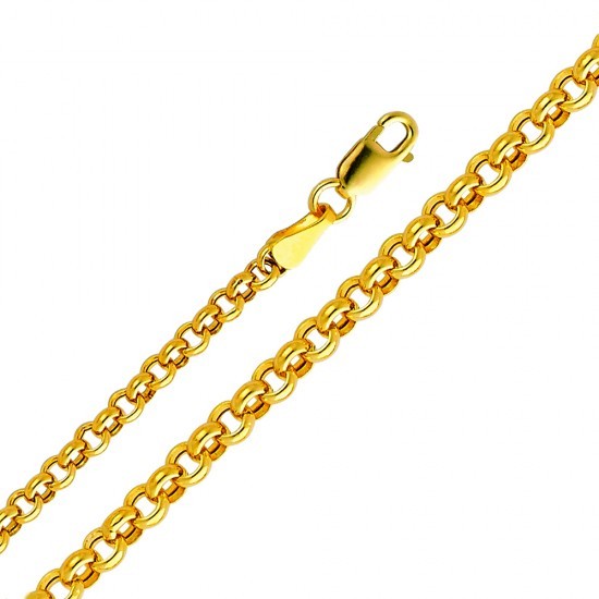 Solid Gold Real 14k Yellow 3mm Thick SemiHollow Rolo Chain 16 18 20 22 24 Inches
