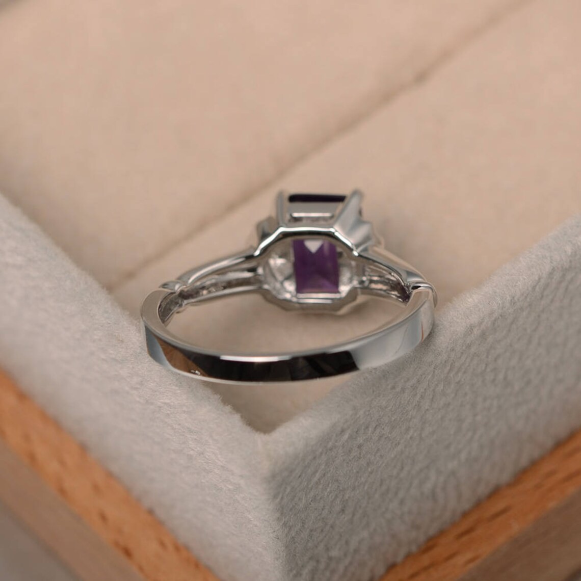2CT Amethyst Gemstone 925 Silver Plated Cocktail Ring Duty Free