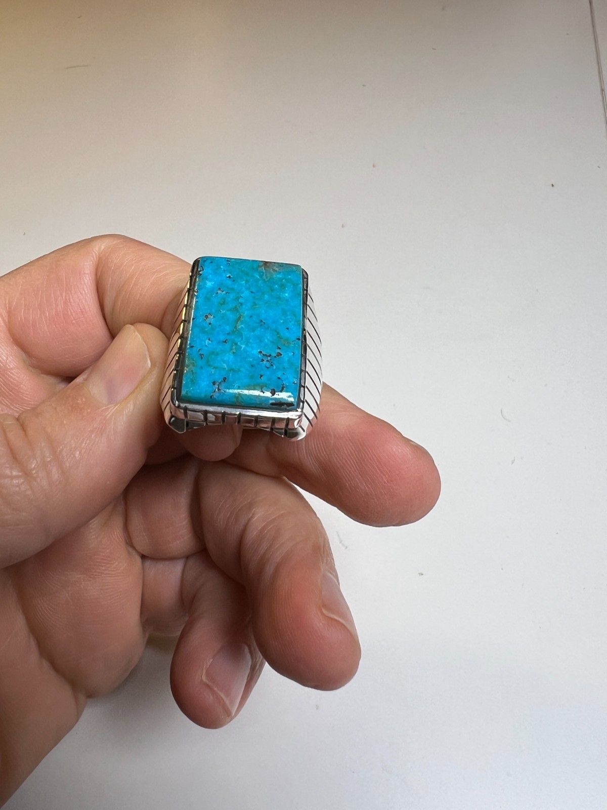 Mens Ring Sterling Silver Turquoise Navajo Trevor Jack Size 12.25 Southwestern