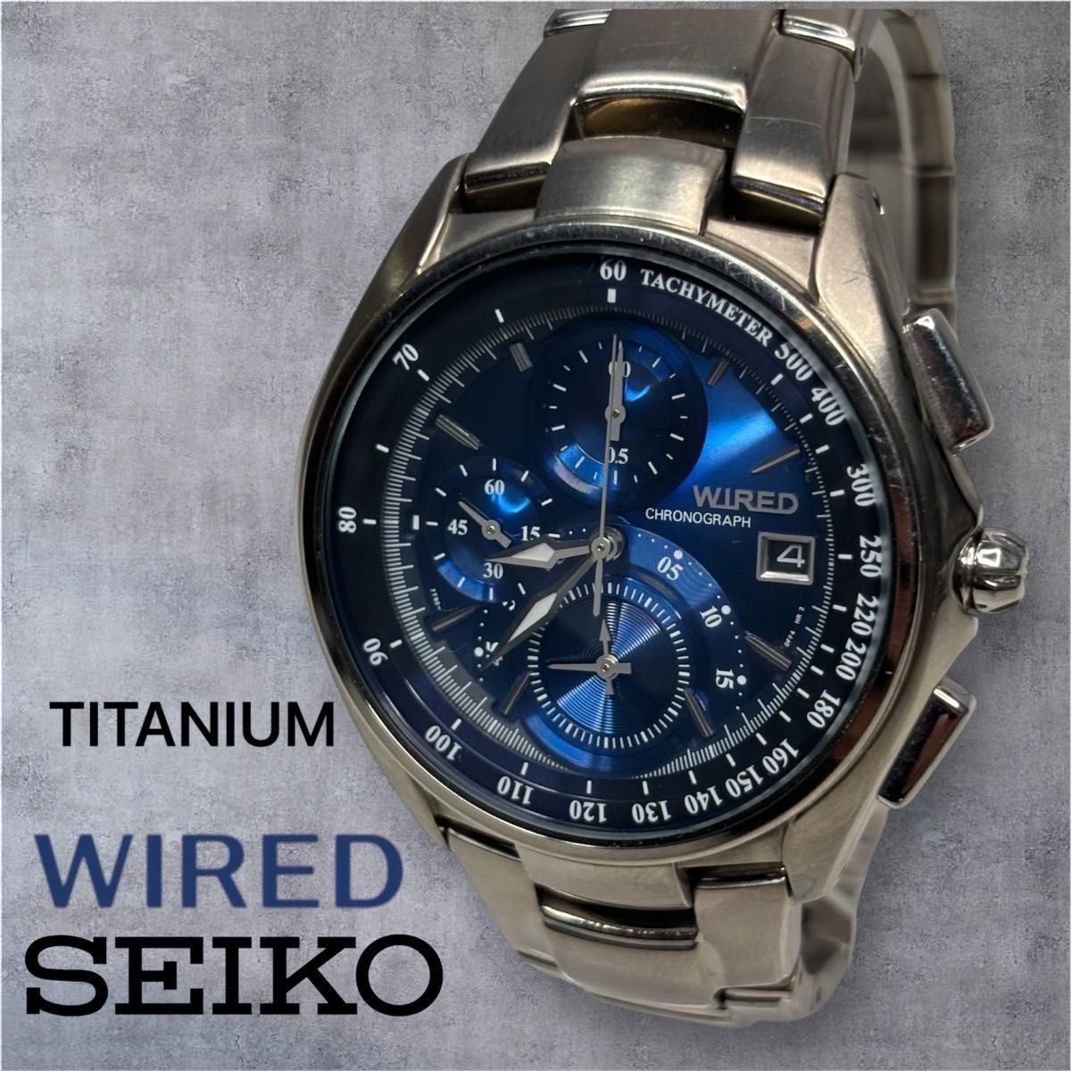 Seiko Wired 7T92-0ER0 Titanium Chronograph Blue Watch