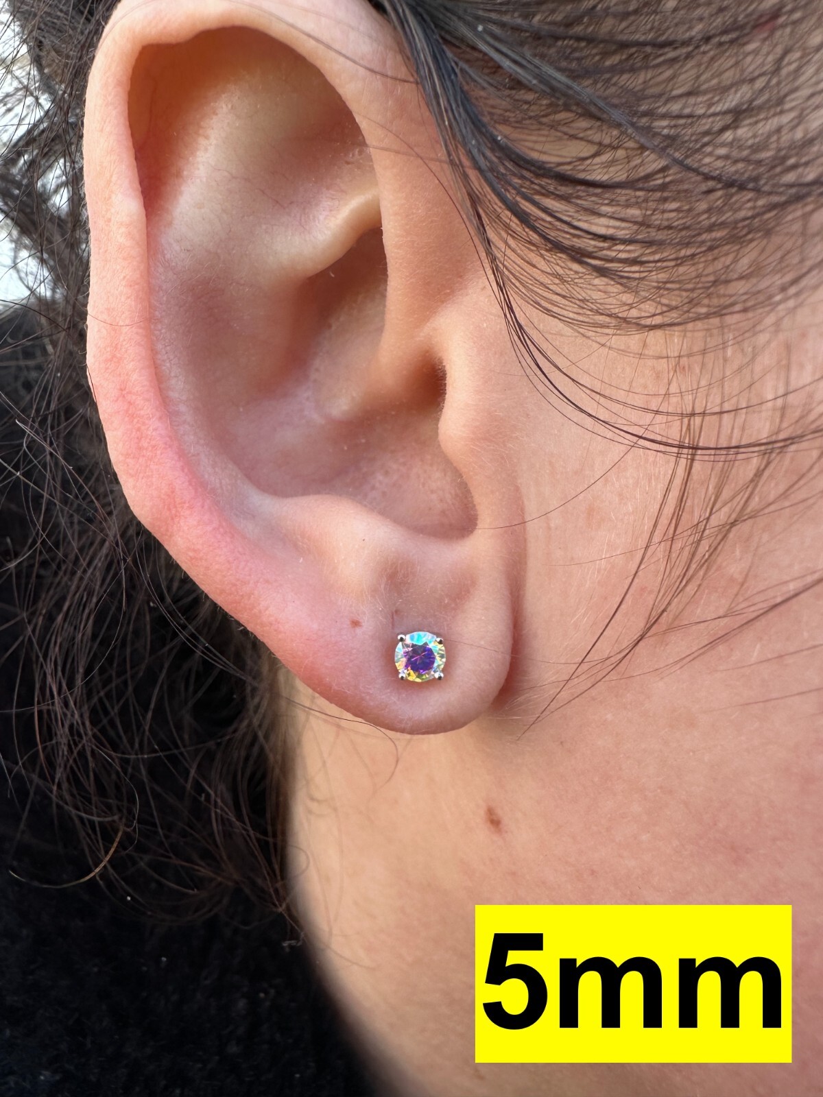 Rainbow Opal Moissanite Screwback Stud Earrings 925 Silver 3-8mm Passes Tester