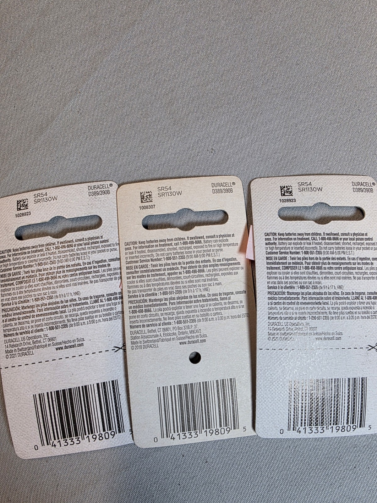 Duracell 389/390 Silver Oxide Coin Cell Button Batteries Pack of 3