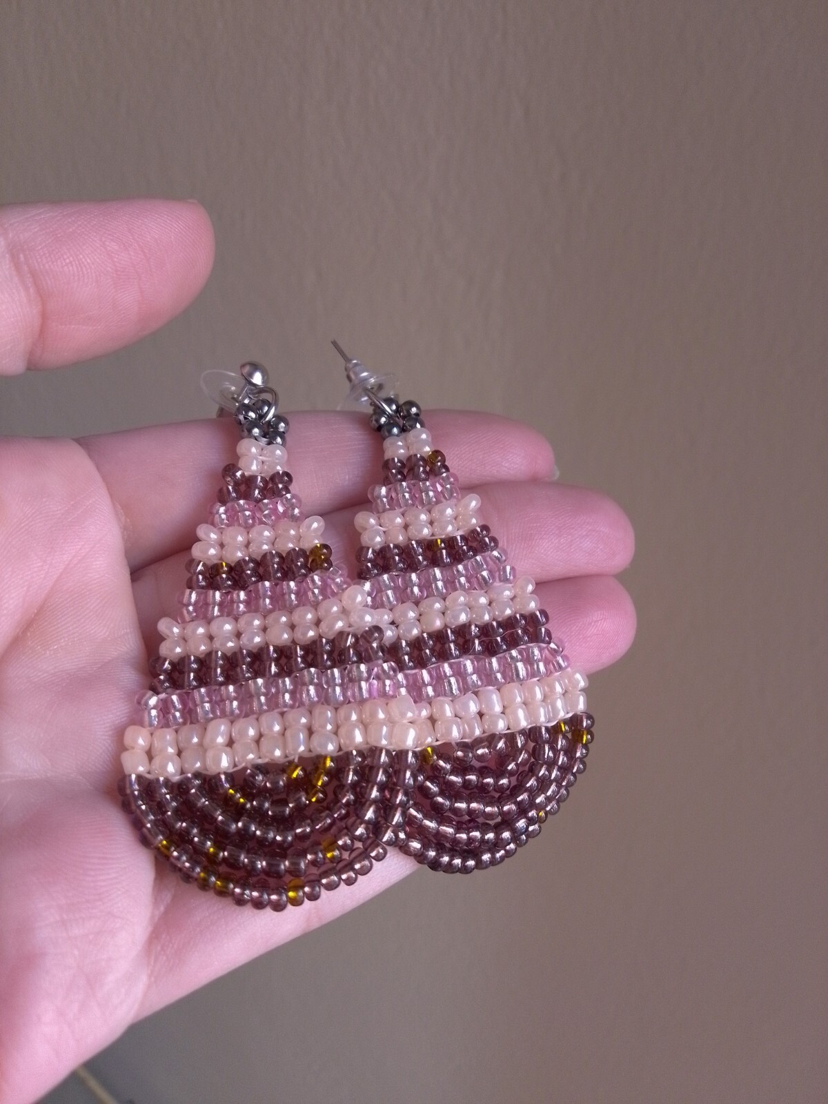 Stylish/Alternative Brown Pink Boho Ethnic Style Drop Earrings