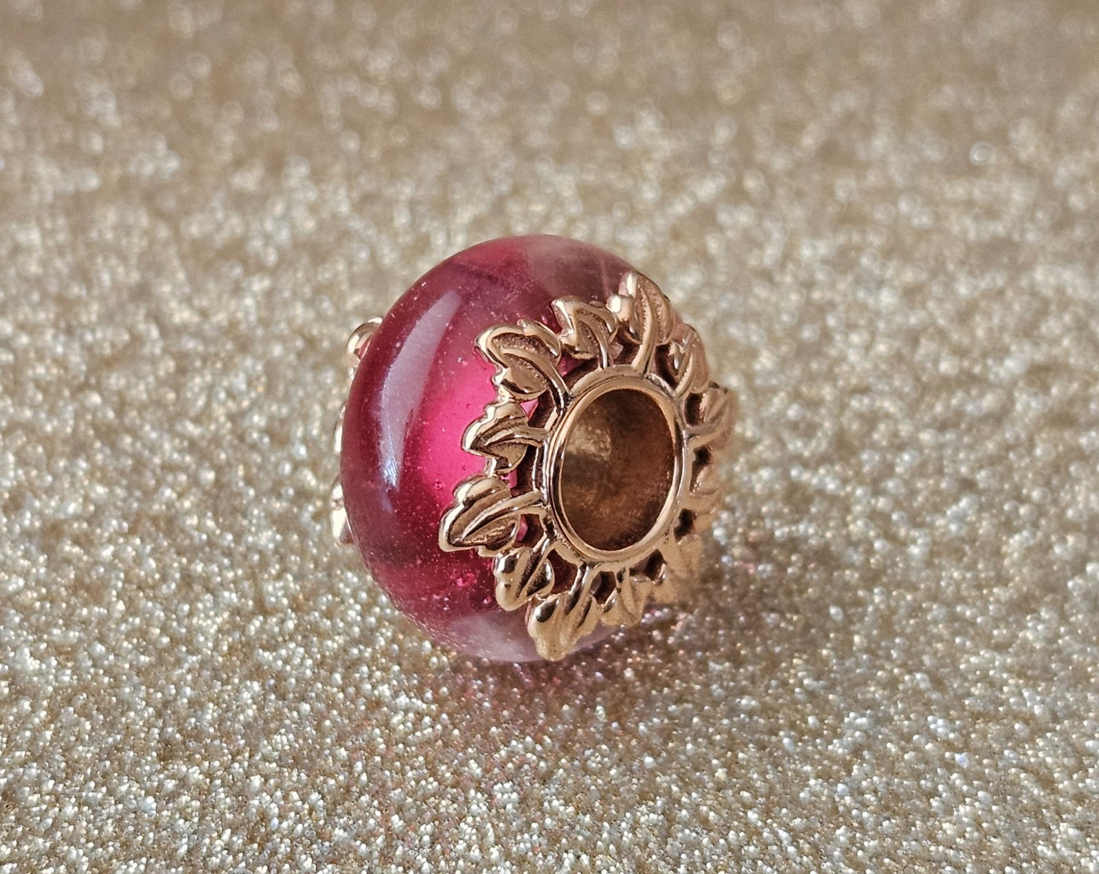 Authentic Pandora Pink Leaf Gold Charm