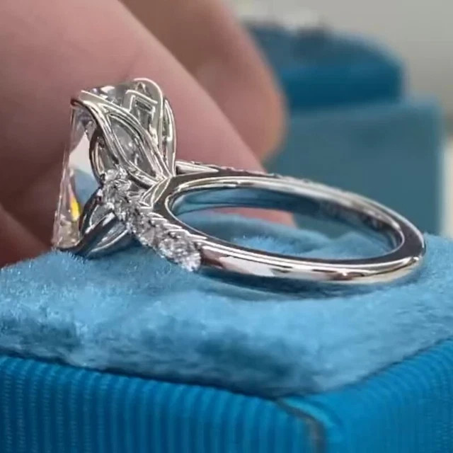 5CTW Radiant Cut Moissanite Engagement Ring 925 Sterling Silver 14K Vermeil