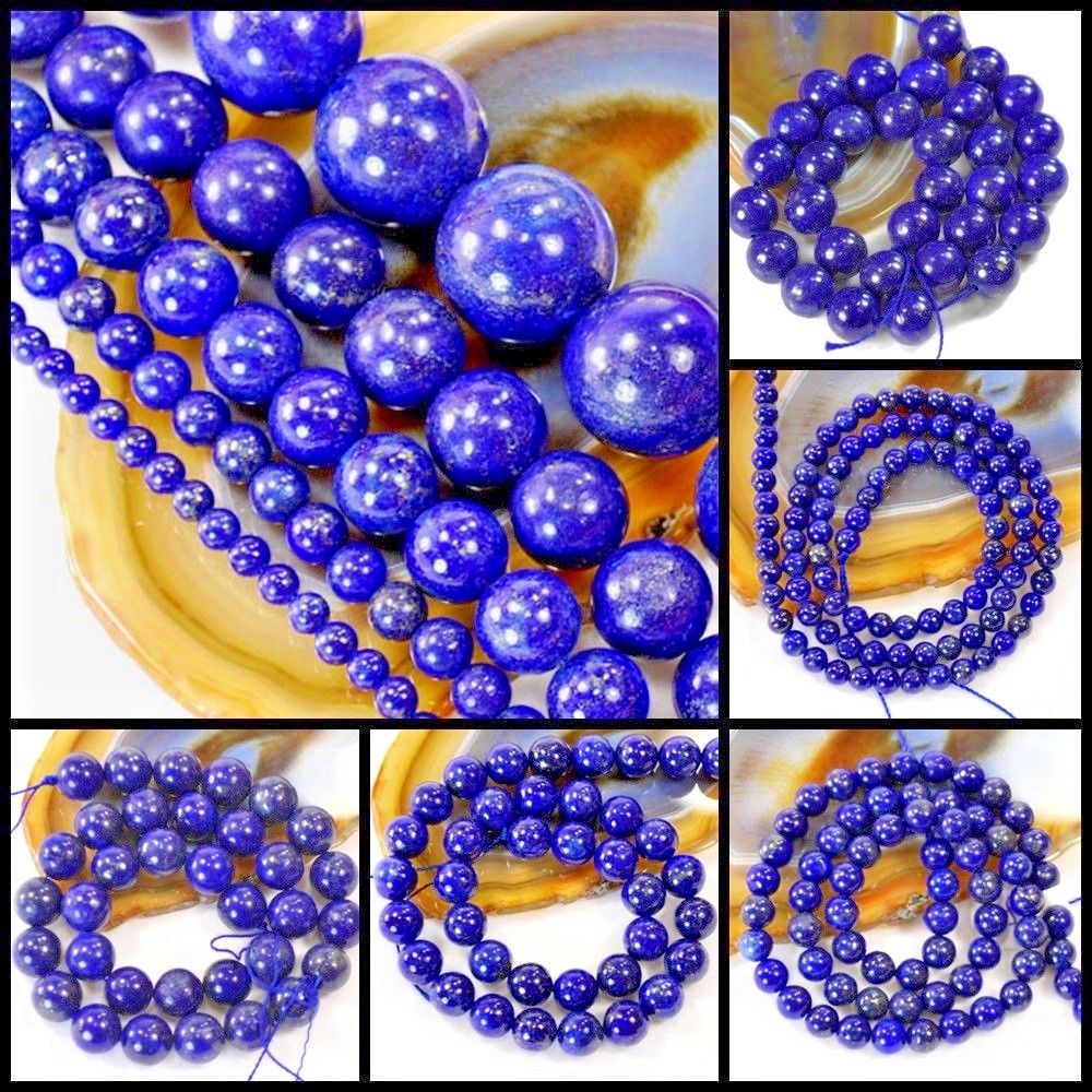Gemstone Blue Lapis Lazuli Round Loose Beads 15″ strand 3 4 6mm 8mm 10mm 12 14