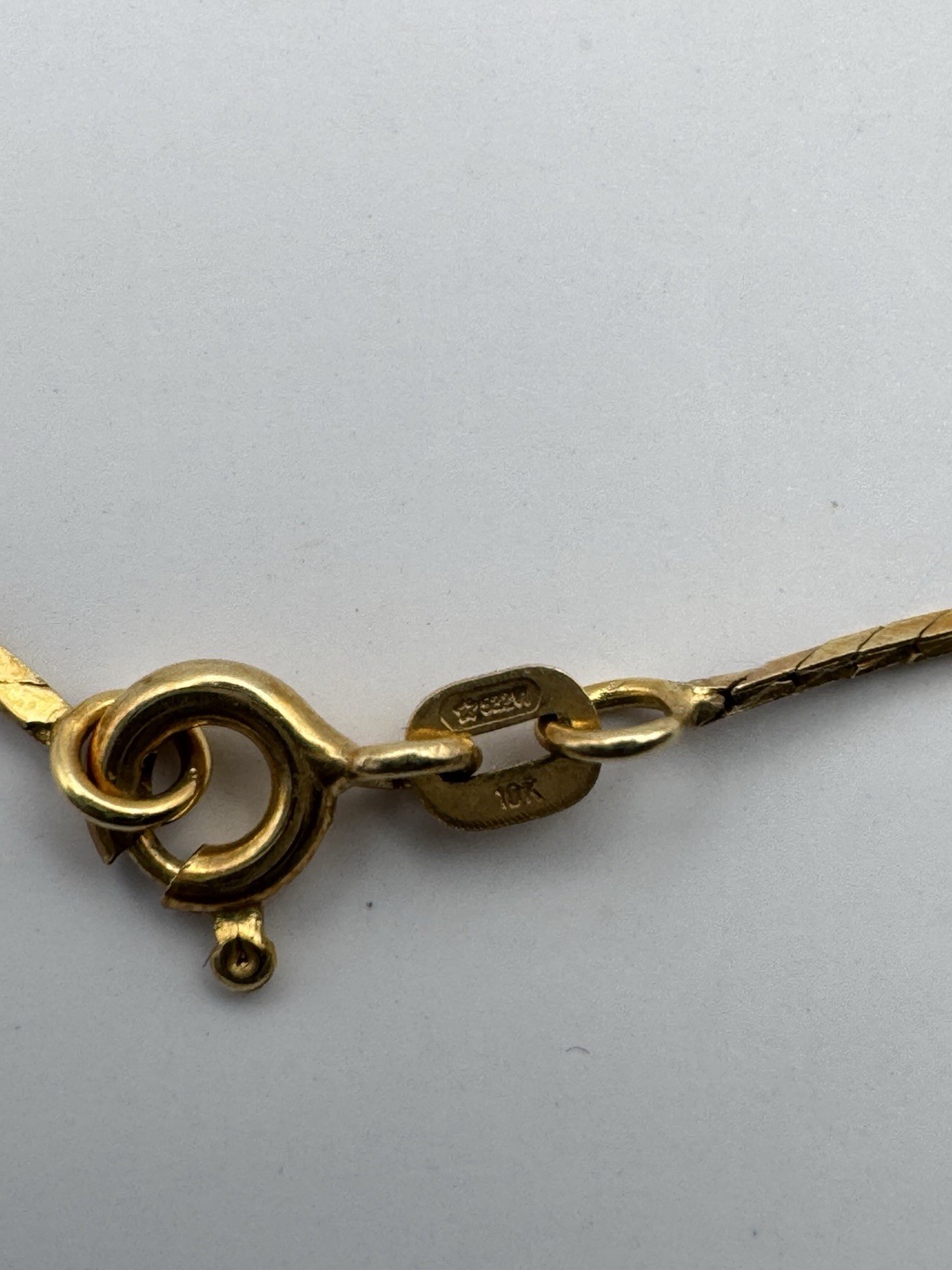 10k Yellow Gold Herringbone Flat Chain Bracelet Spring Ring Clasp 7.25” 1.19g