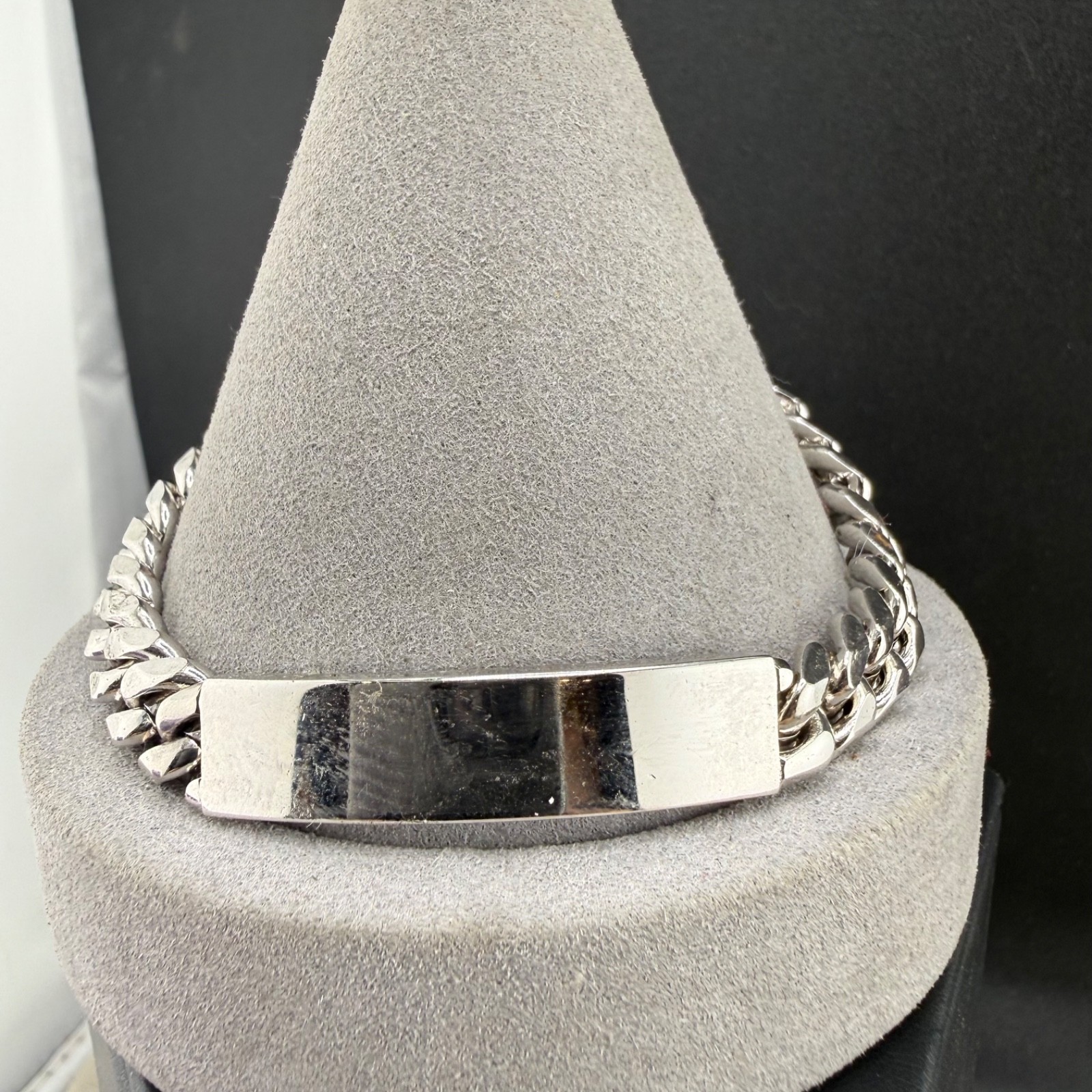 Vintage ID Bracelet Silver Tone NOT Engraved Adjustable 8.5”