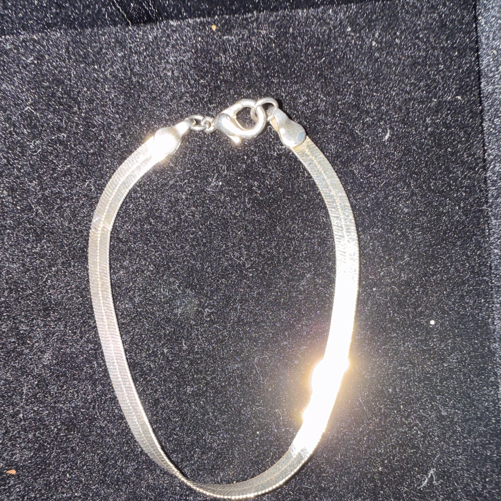 Vintage 925 Sterling Silver Flat Herringbone Chain Bracelet