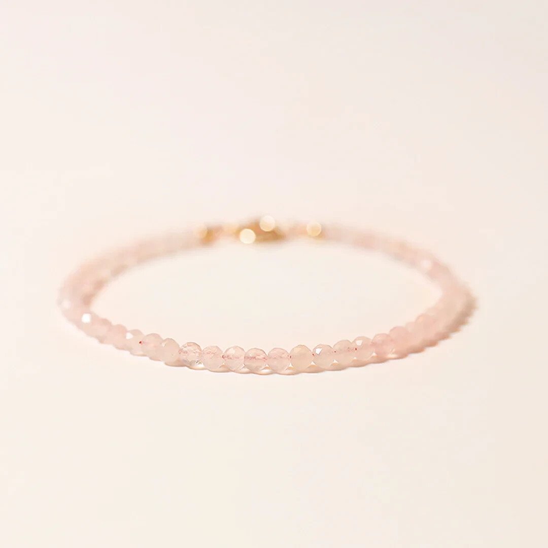 Rose Quartz Pink Gemstone Beaded Anklet Healing Women Energy Summer Gift