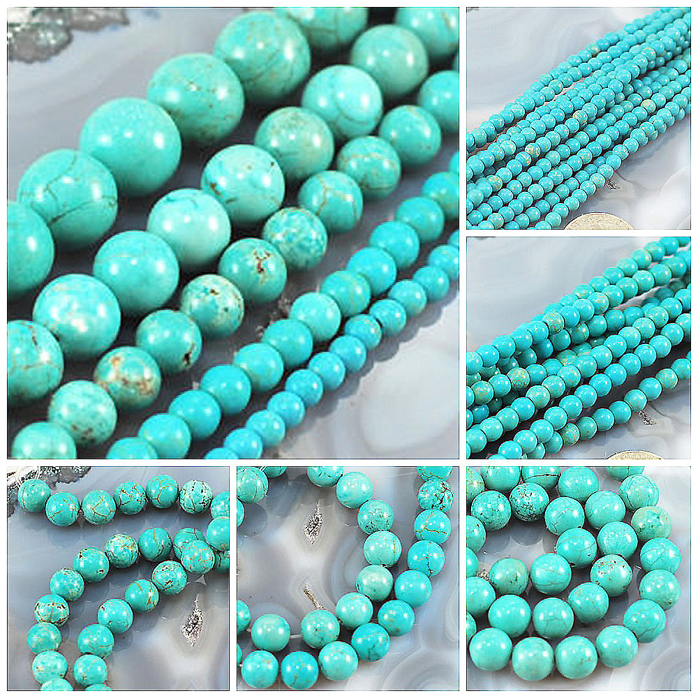 Gemstone Blue Magnesite Turquoise Round Loose Bead 15″ strand 4mm 6mm 8 10 12mm