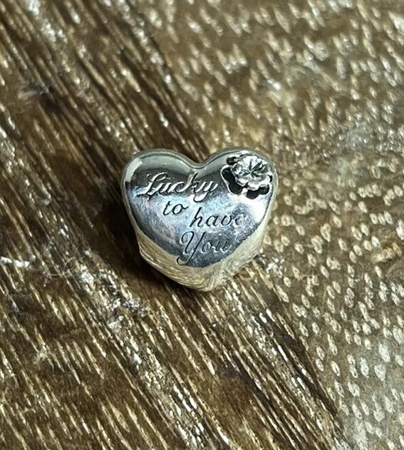 Authentic Pandora #799364C00 Heart & Clover Charm Lucky to Have you MOM Bead
