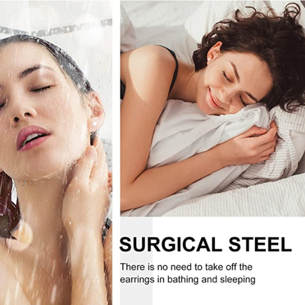 Flat Back Surgical Stainless Steel Stud Earrings for Women Men Piercing Jewelry