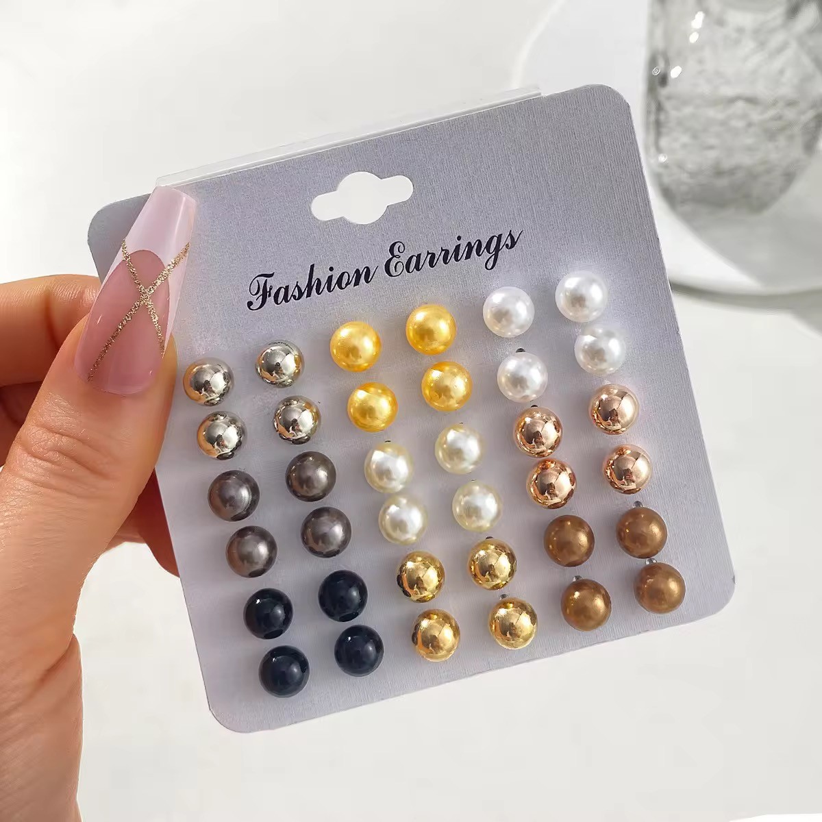 18 Pair Elegant Multi-color Imitation Pearl Stud Earrings Korean Jewelry Set