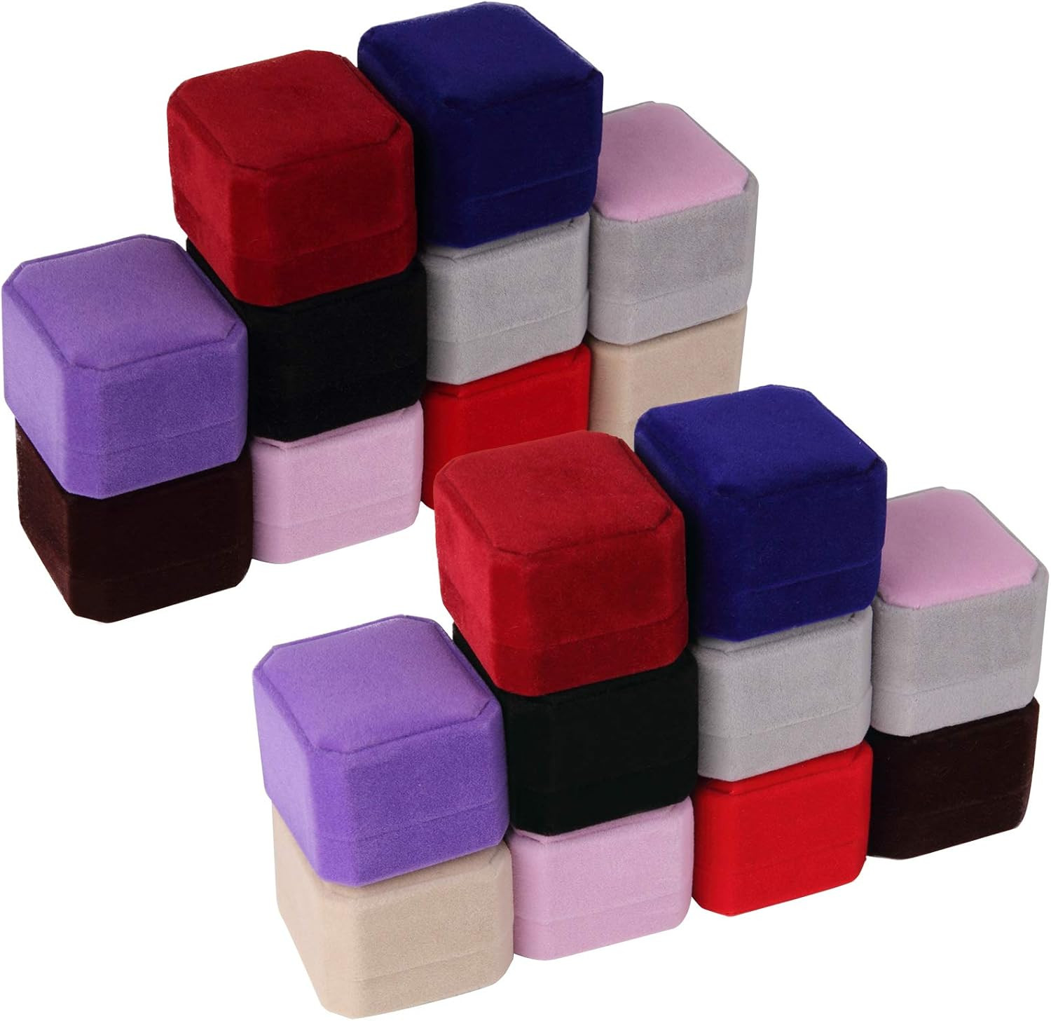 9Pcs Velvet Ring Box Earring Box Jewelry Gift Box Assorted Color